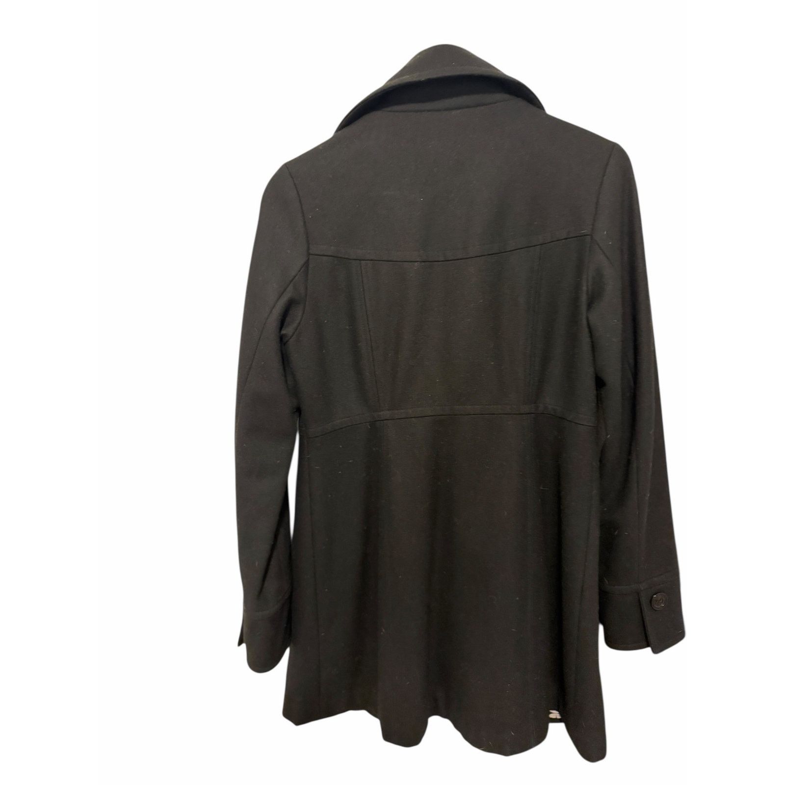 Anthropologie Anthropologie Black Wool Longline Long Sleeve Button Peacoat Size M / US 6-8 / IT 42-44 - 6 Thumbnail