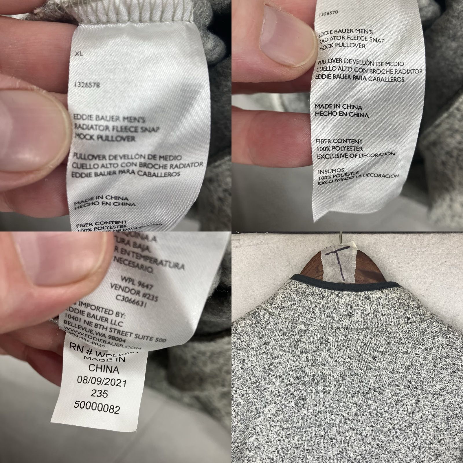 Eddie Bauer Eddie Bauer Men’s Radiator Fleece Snap Mock Pullover Gray XL Sweatshirt Pullover Mock Neck Zip Pockets Regular Fit Outdoor Fisherman Logo Long Sleeve Size US XL / EU 56 / 4 - 8 Thumbnail