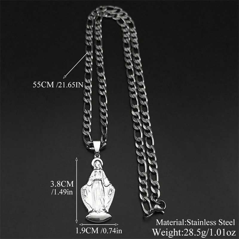 Jewelry Virgin Mary Pendant Charms Necklace Emblem Size ONE SIZE - 5 Thumbnail