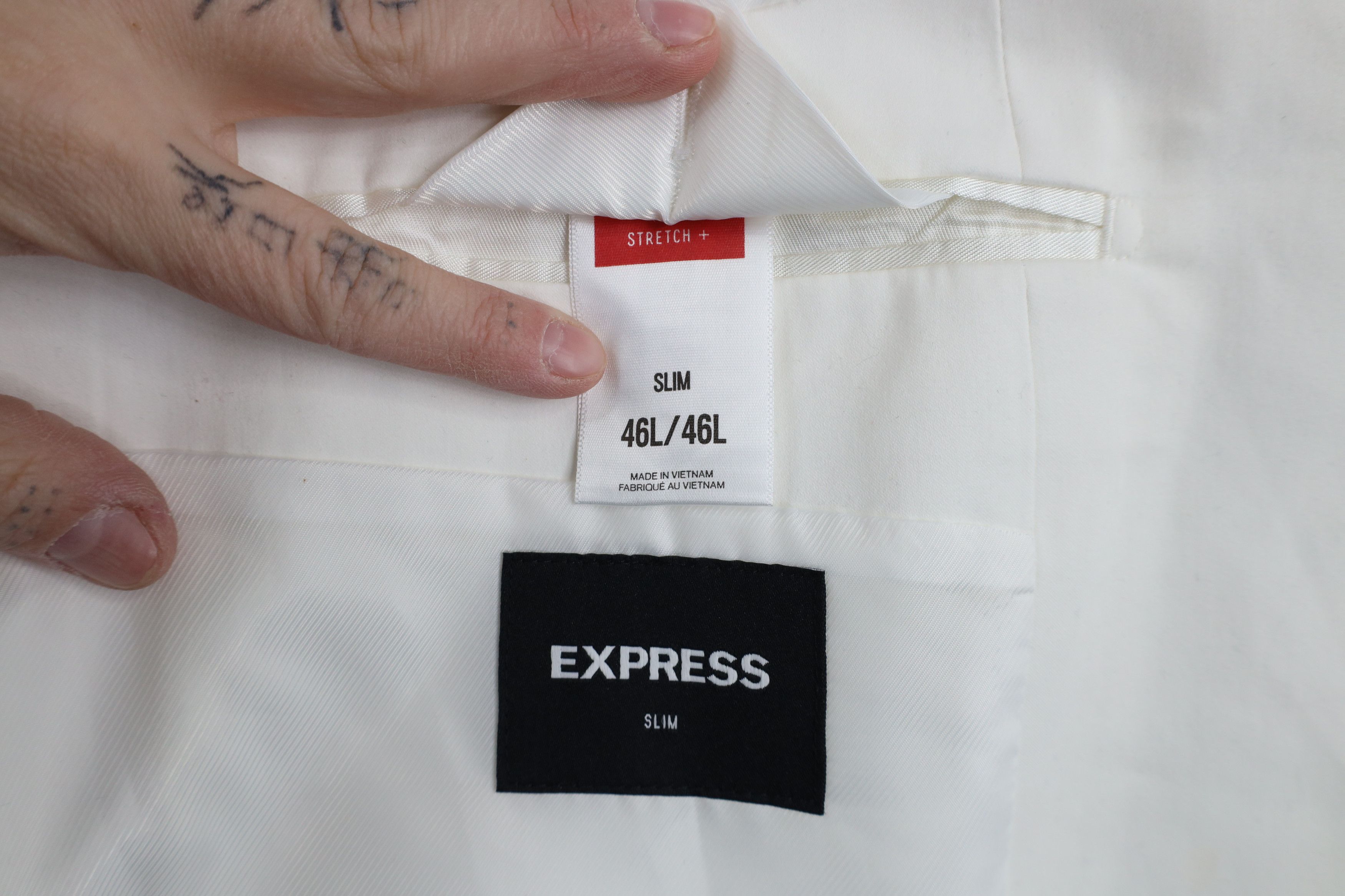 Express × Vintage Express One Button Wedding Tuxedo Suit Blazer Jacket White Size US XXL / EU 58 / 5 - 11 Thumbnail