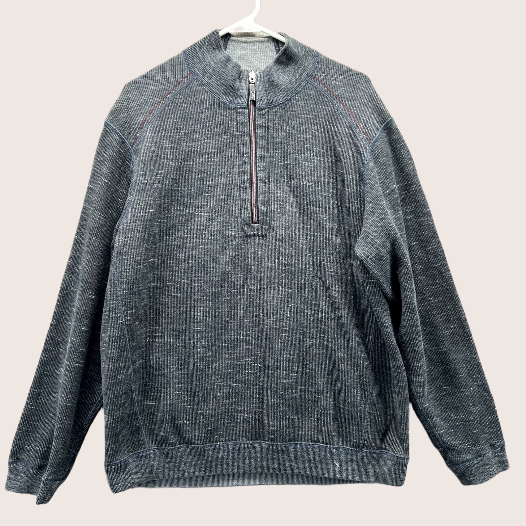 Tommy Bahama VINTAGE Tommy Bahama Sweater Mens XL Grey Pullover 1/4 Zip Reversible Fleece Jacket Polo Style Size US XL / EU 56 / 4 - 1 Thumbnail