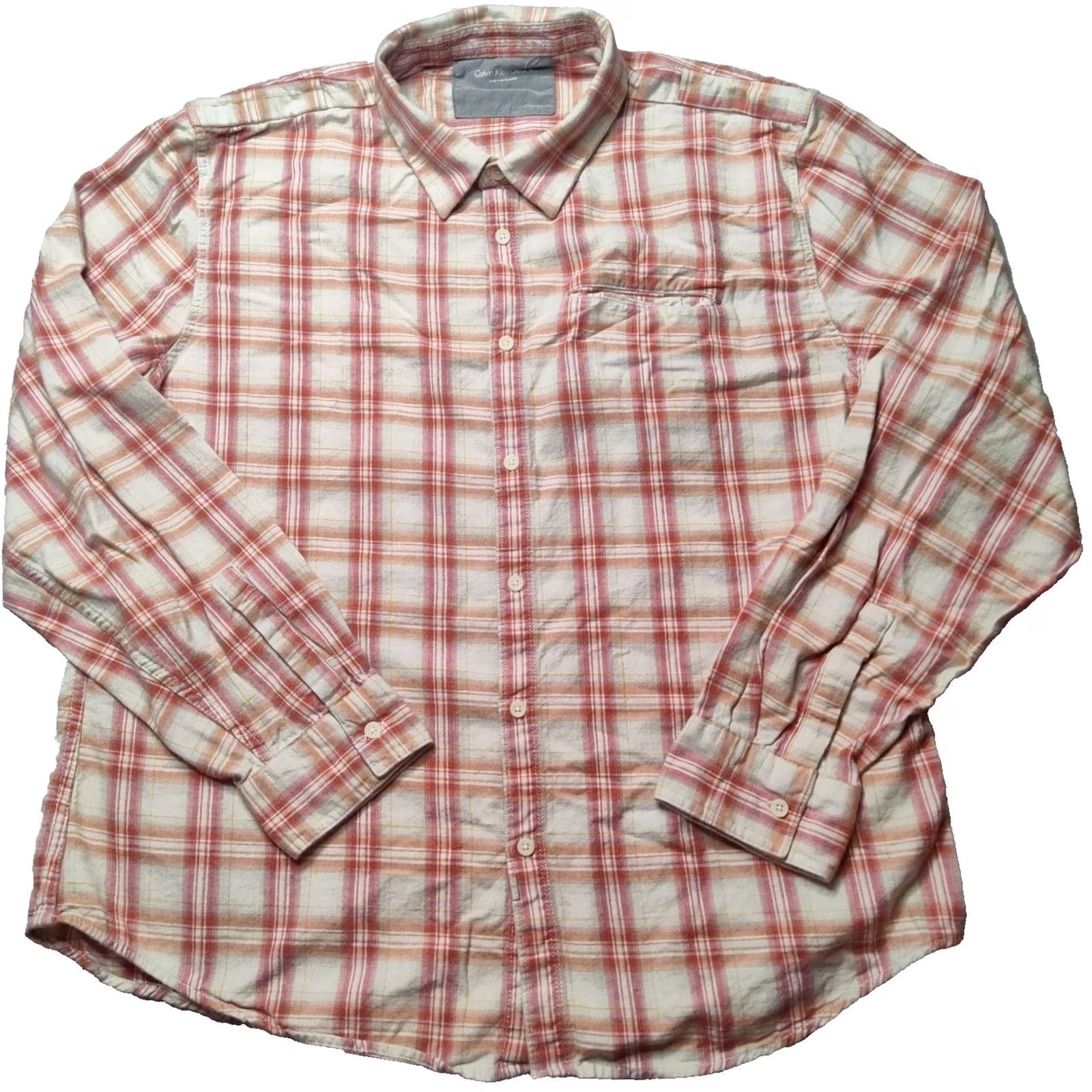 Vintage CALVIN KLEIN JEANS Button-Up Shirt Red Plaid 2XL Cotton Long Sleeve Men Size US XXL / EU 58 / 5 - 2 Thumbnail