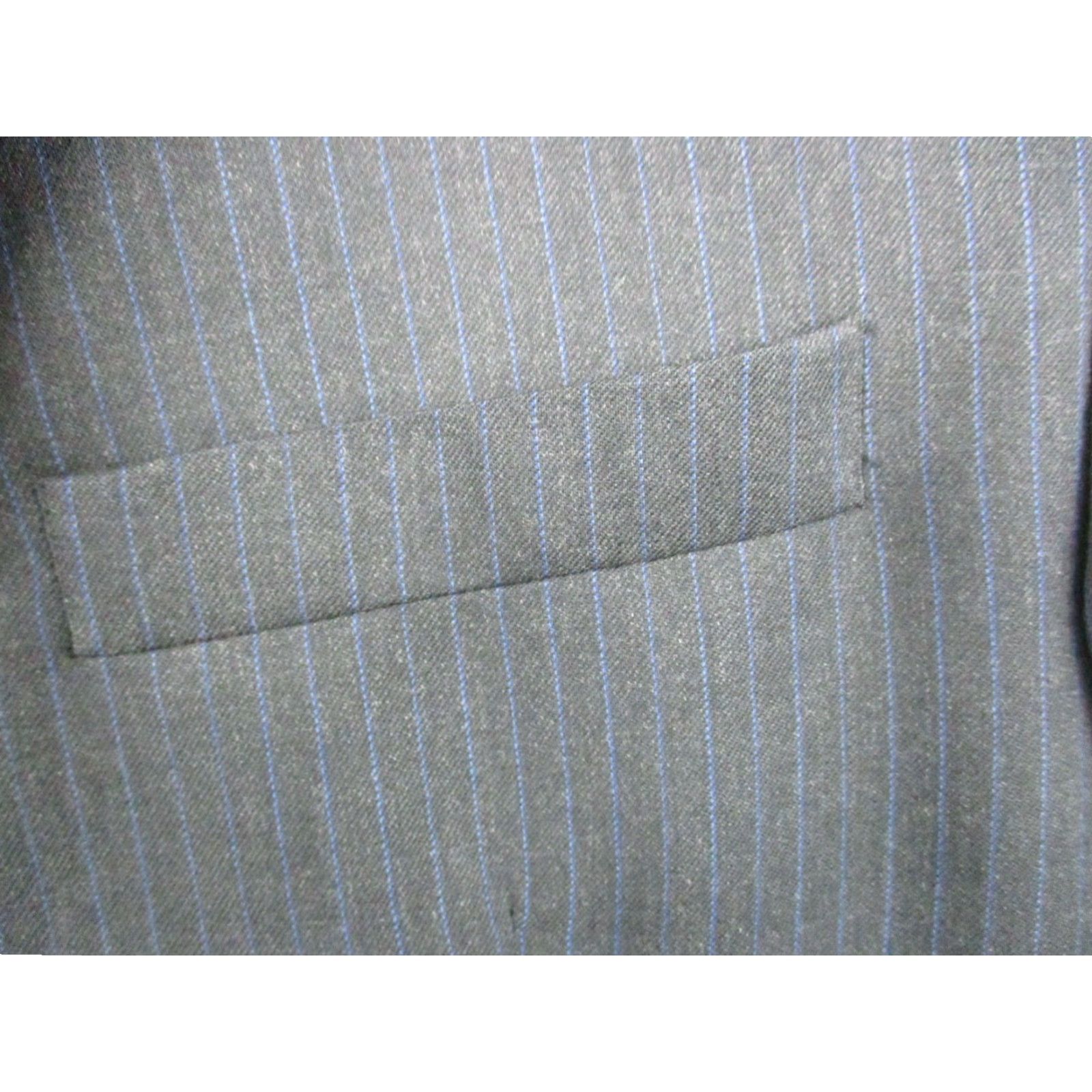 Ralph Lauren LAUREN RALPH LAUREN Wool Blazer Sport Jacket 44L Blazer Gray Stripe Mens Regular Notch Lapel 3-Button Front Chest 44 Size 44R - 2 Thumbnail