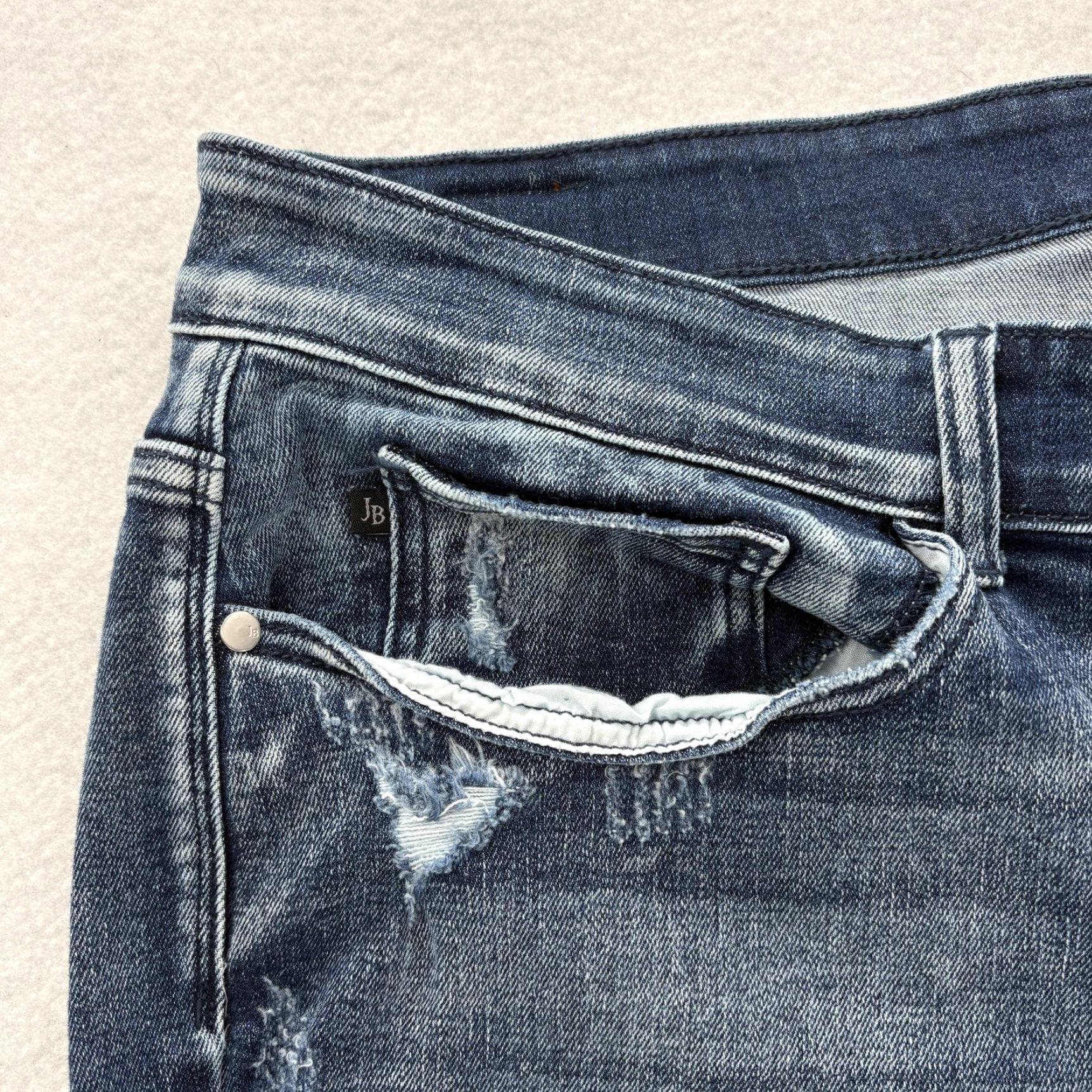 Denime Judy Blue Jeans Womens 24W Blue Boyfriend Fit Distressed Ripped Stretch Denim Jeans Size 42" / US 20 - 4 Thumbnail