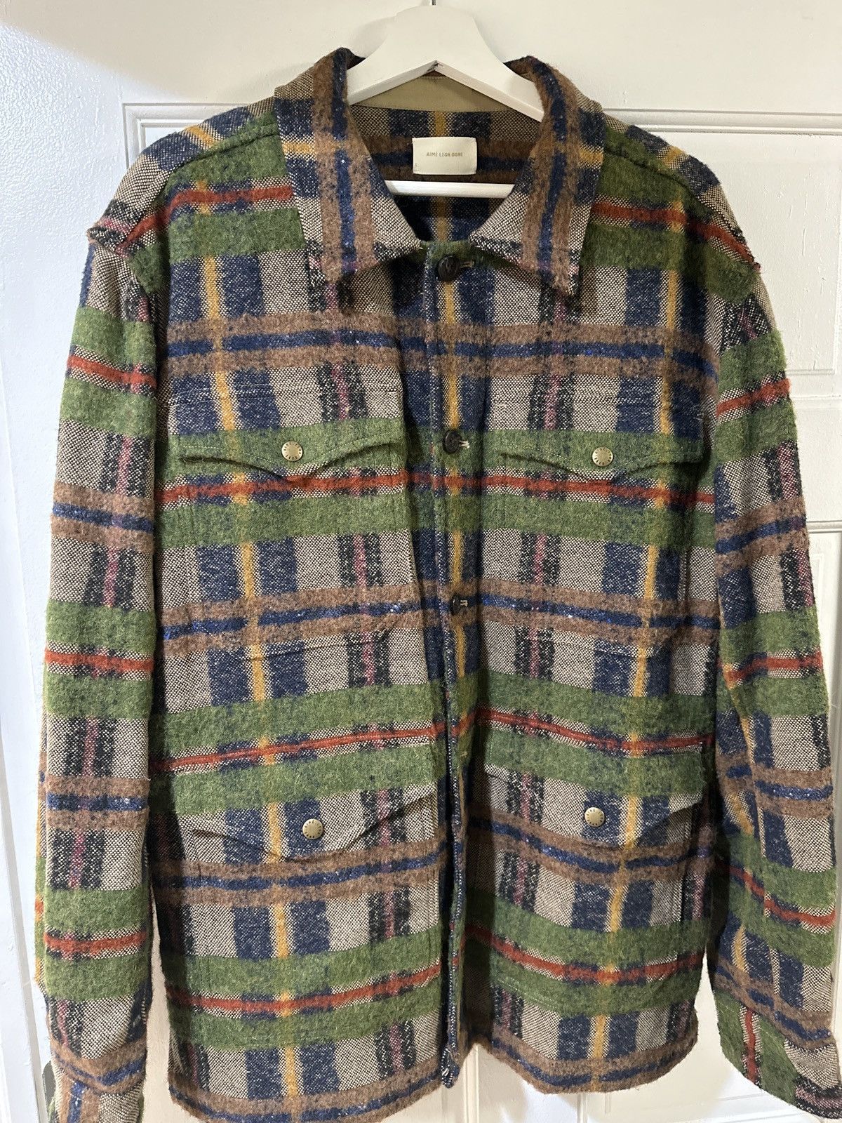 image of Aime Leon Dore Woven Plaid Overshirt Size L, Men's