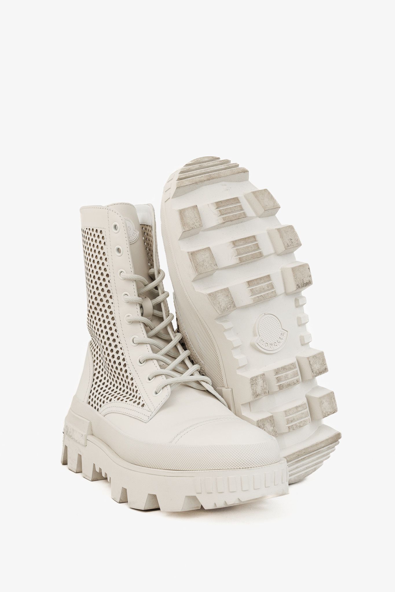 Moncler Moncler Carinne Beige Perforated Leather Lace-Up Boots Size US 9 / IT 39 - 4 Thumbnail
