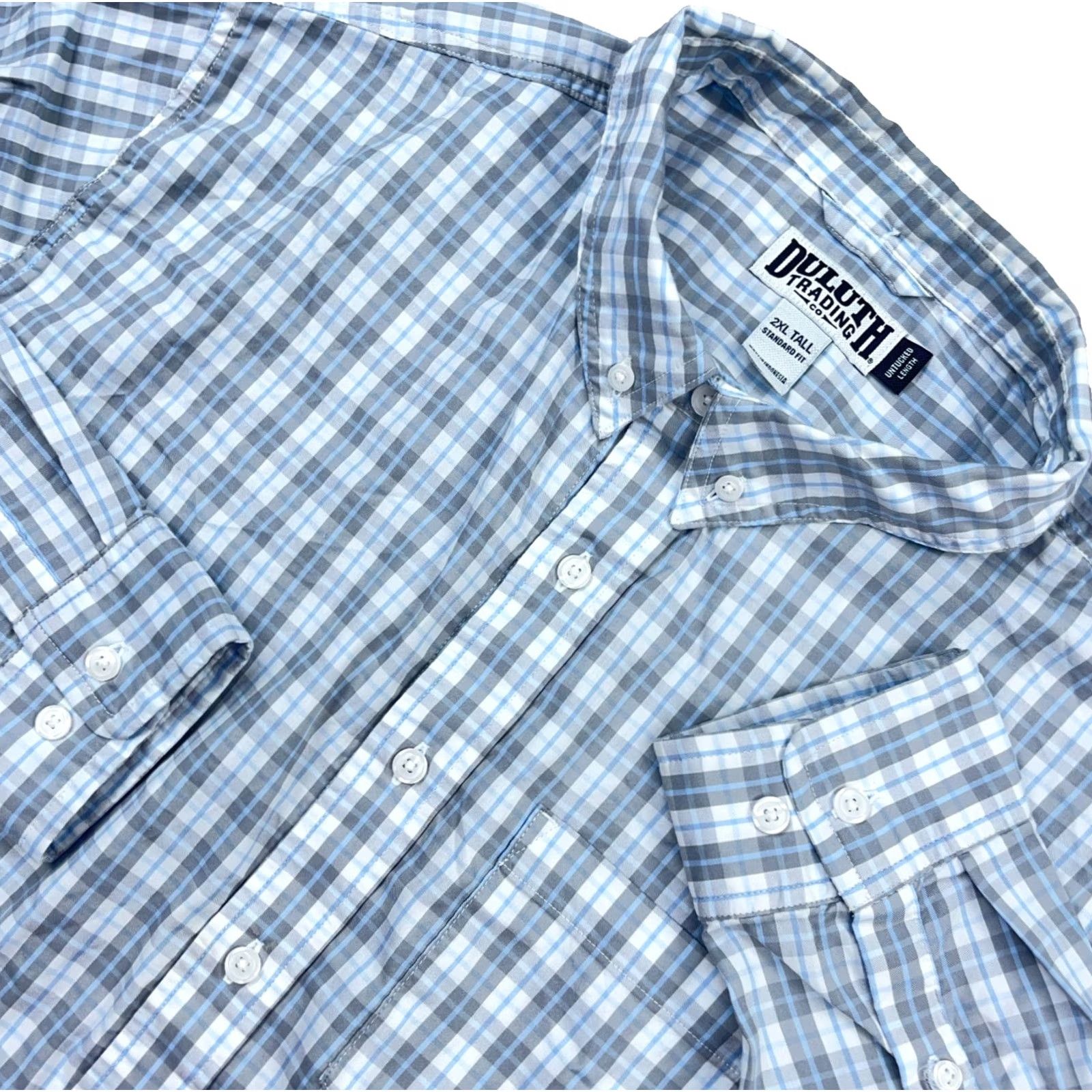 Vintage Duluth Trading Shirt Mens 2XL Tall Blue Plaid Button Up Untucked Fit Performance Size US XXL / EU 58 / 5 - 2 Thumbnail