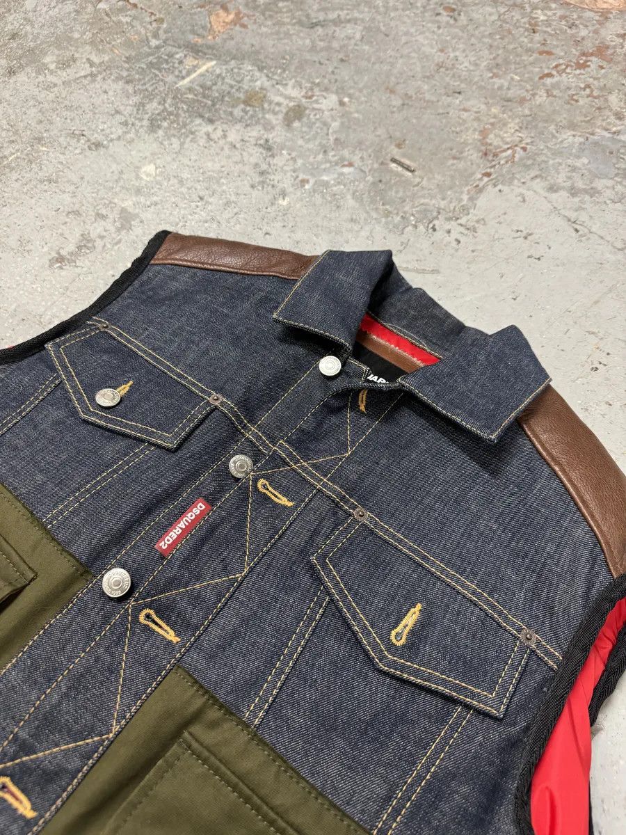 AW2017 DSquared2 Red Puffer Brut Military Denim Vest