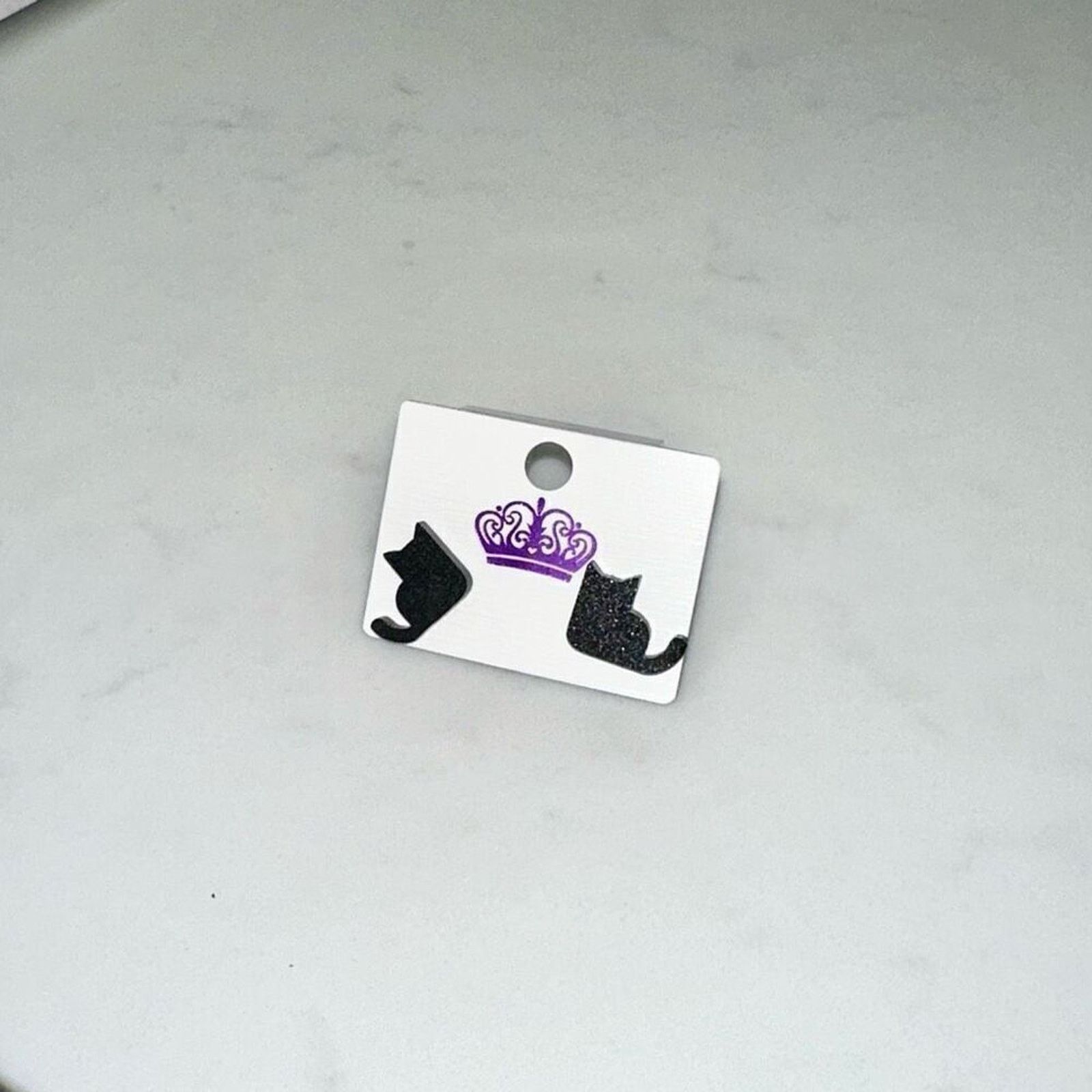 Other Black Glitter Cat Stud Earrings | Sz OS, NWT Size ONE SIZE - 2 Thumbnail
