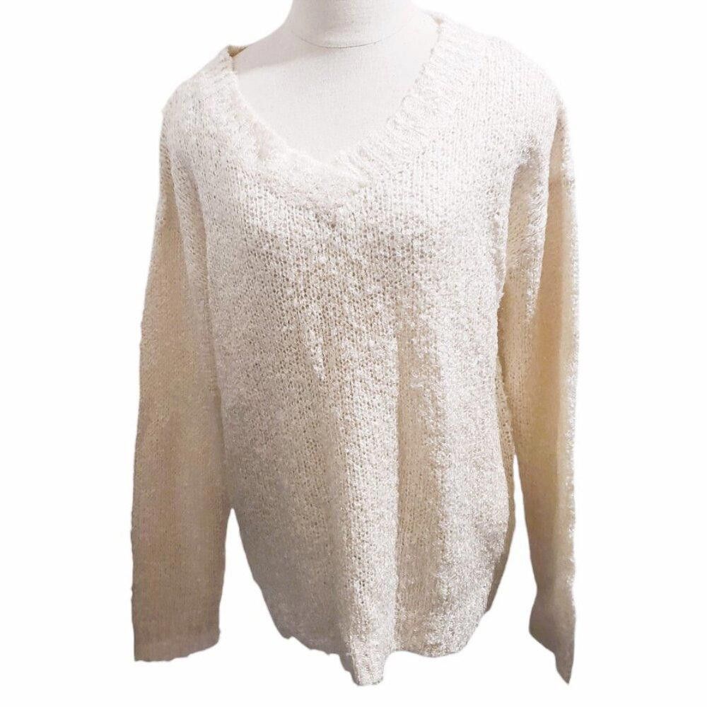 Designer CT1947 Andree by Unit Cream V-neck Long Sleeve Sweater S Size S / US 4 / IT 40 - 1 Thumbnail