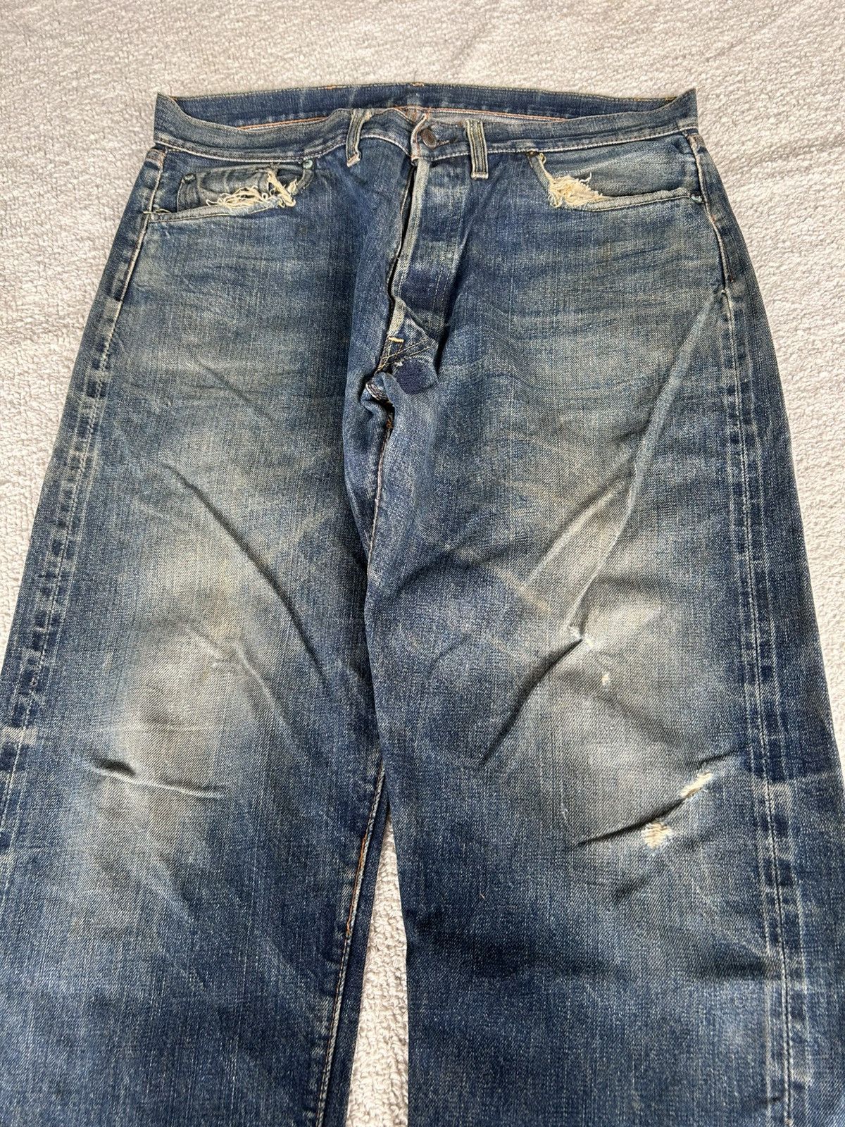 Levi's × Vintage Vtg 50-60s Levis Big E Single Button6 Selvedge Distressed Size US 36 / EU 52 - 4 Thumbnail