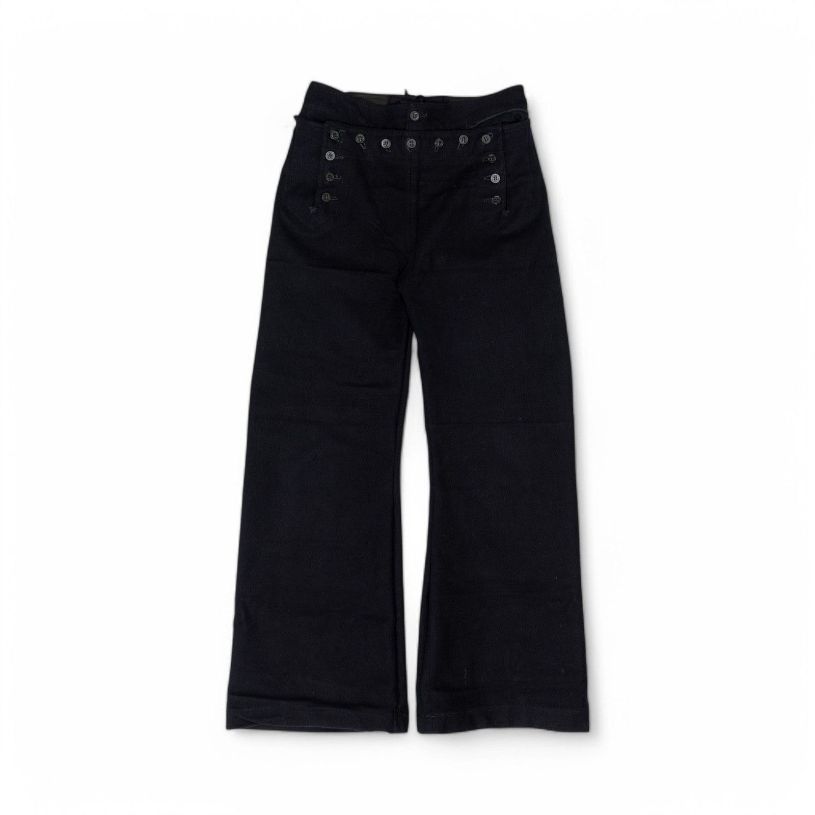 WOOL FLARE PANTS_NAVY