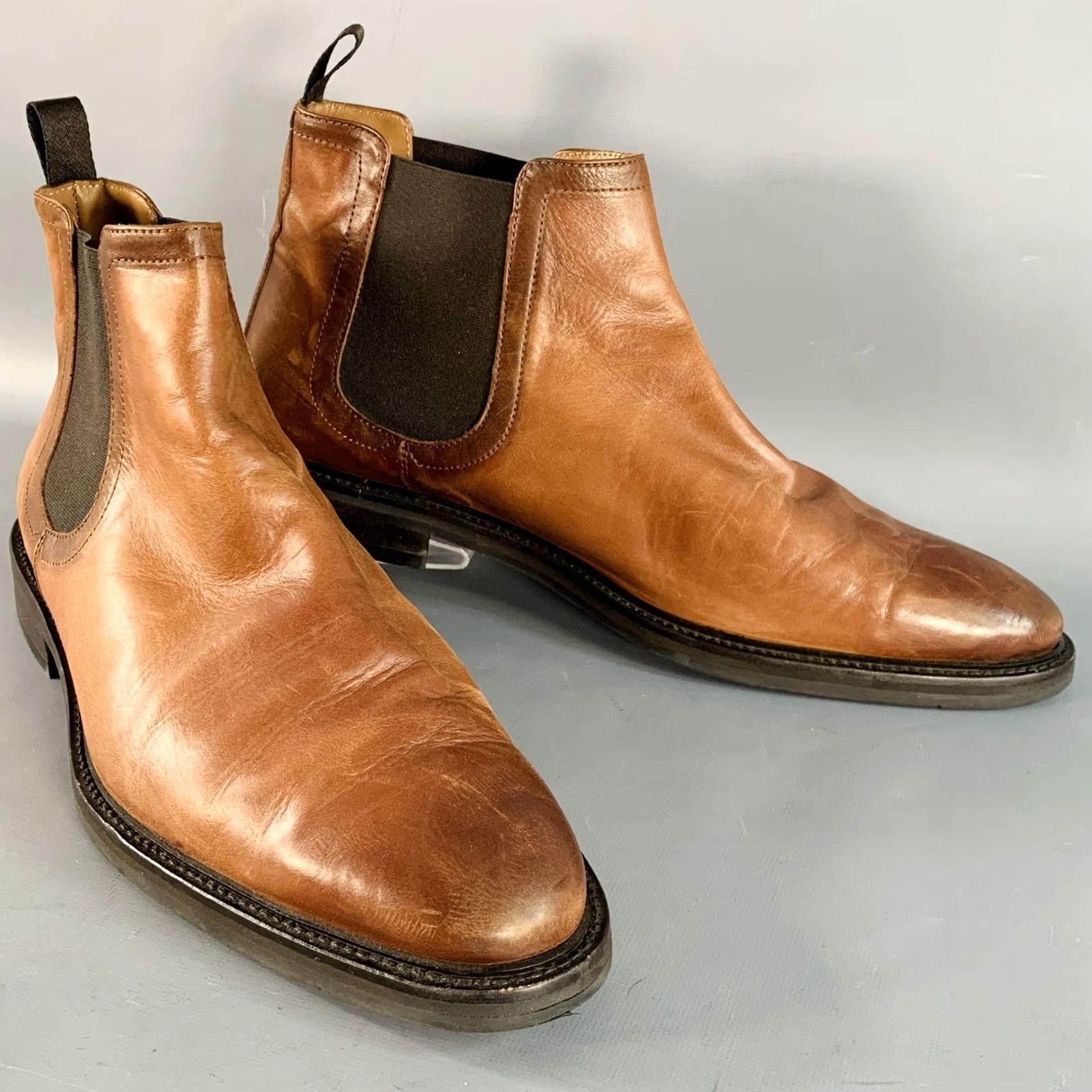 Vintage ANTONIO MAURIZI Size 13 Brown Leather Ankle Chelsea Boots Mens Shoes Boots Chelsea Italy Leather Upper 13 Brown Chelsea Mens Size US 13 / EU 46 - 2 Thumbnail