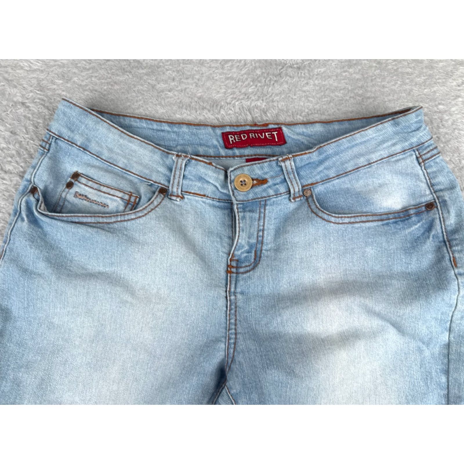 Vintage Red Rivet Jeans Women Capri Denim Blue 30x20 Low Rise 11 Regular Cotton Blend 5-Pocket Pockets Distressed Vintage No Size 32" / US 10 / IT 46 - 4 Thumbnail