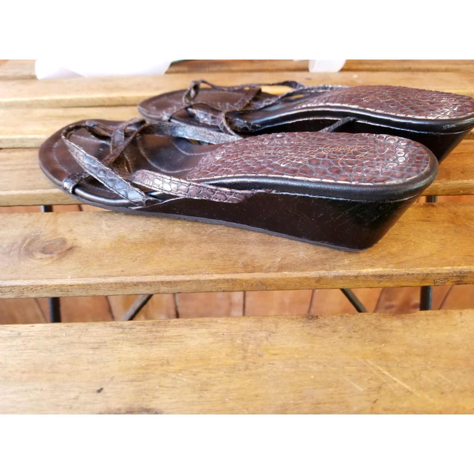 Donald Pliner VINTAGE Donald J. Pliner Womens Platform Slide Sandal 8.5 M Brown Farro Size US 9 / IT 39 - 4 Thumbnail