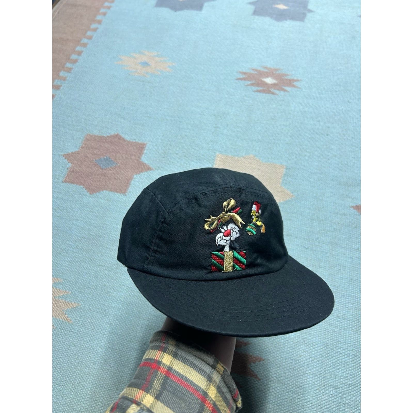 Vintage VINTAGE Looney Tunes 5 Panel Hat Cap Christmas Sylvester Tweety Adult OSFA Black Man Womens Boys Girls? Size ONE SIZE - 2 Thumbnail