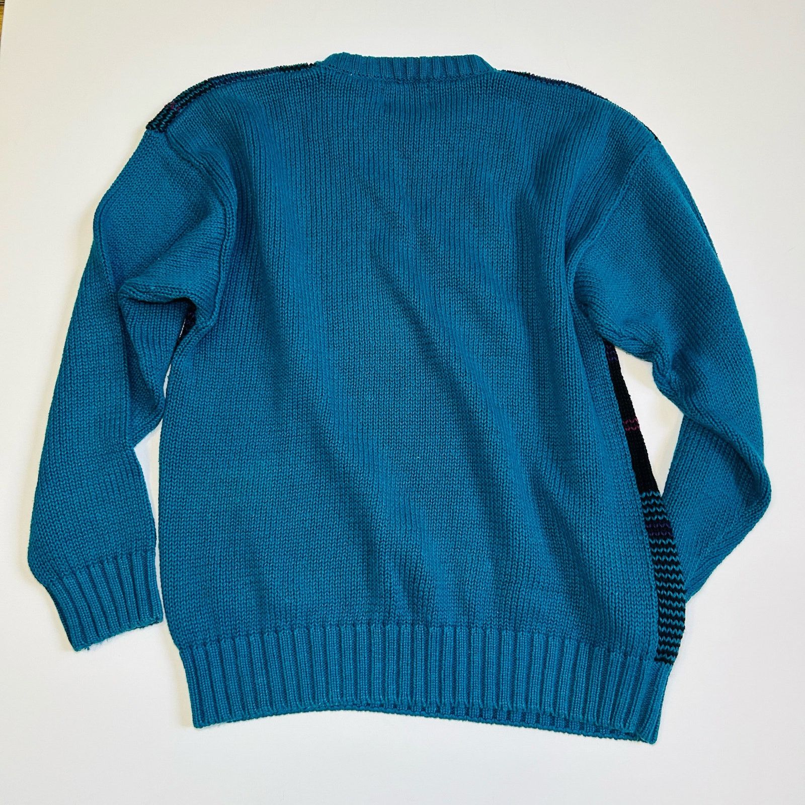 Vintage Vintage Grandpa Sweater Chunky Knit Plaid Crewneck Oversized Size L / US 10 / IT 46 - 8 Thumbnail