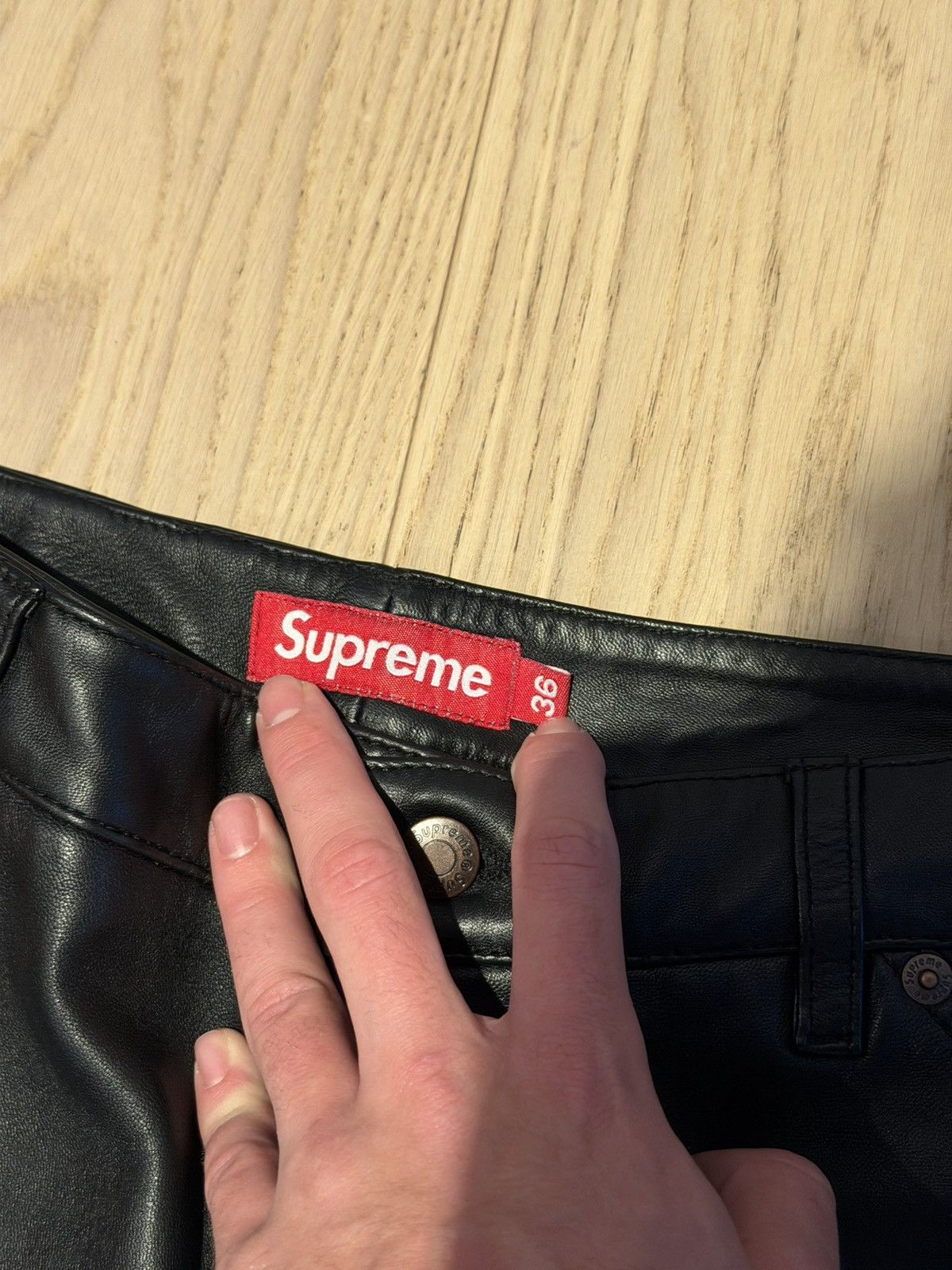 Supreme F/W 2023 Supreme Leather Double Knee Painter Pant 'Black' Size US 36 / EU 52 - 5 Thumbnail