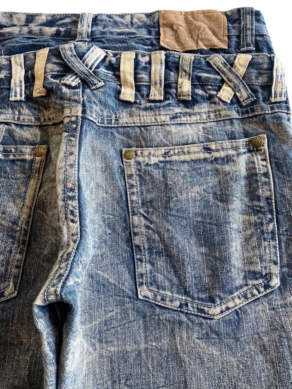 Skull Jeans by an Alchemist Deluxe Creation Skull Double Waist Distressed Short Jeans Size US 34 / EU 50 - 6 Thumbnail