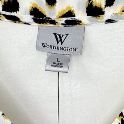 Worthington Worthington Blouse Shirt Multicolor Animal Print V-Neck Sleeveless L Women Regular XS? Size L / US 10 / IT 46 - 4 Thumbnail