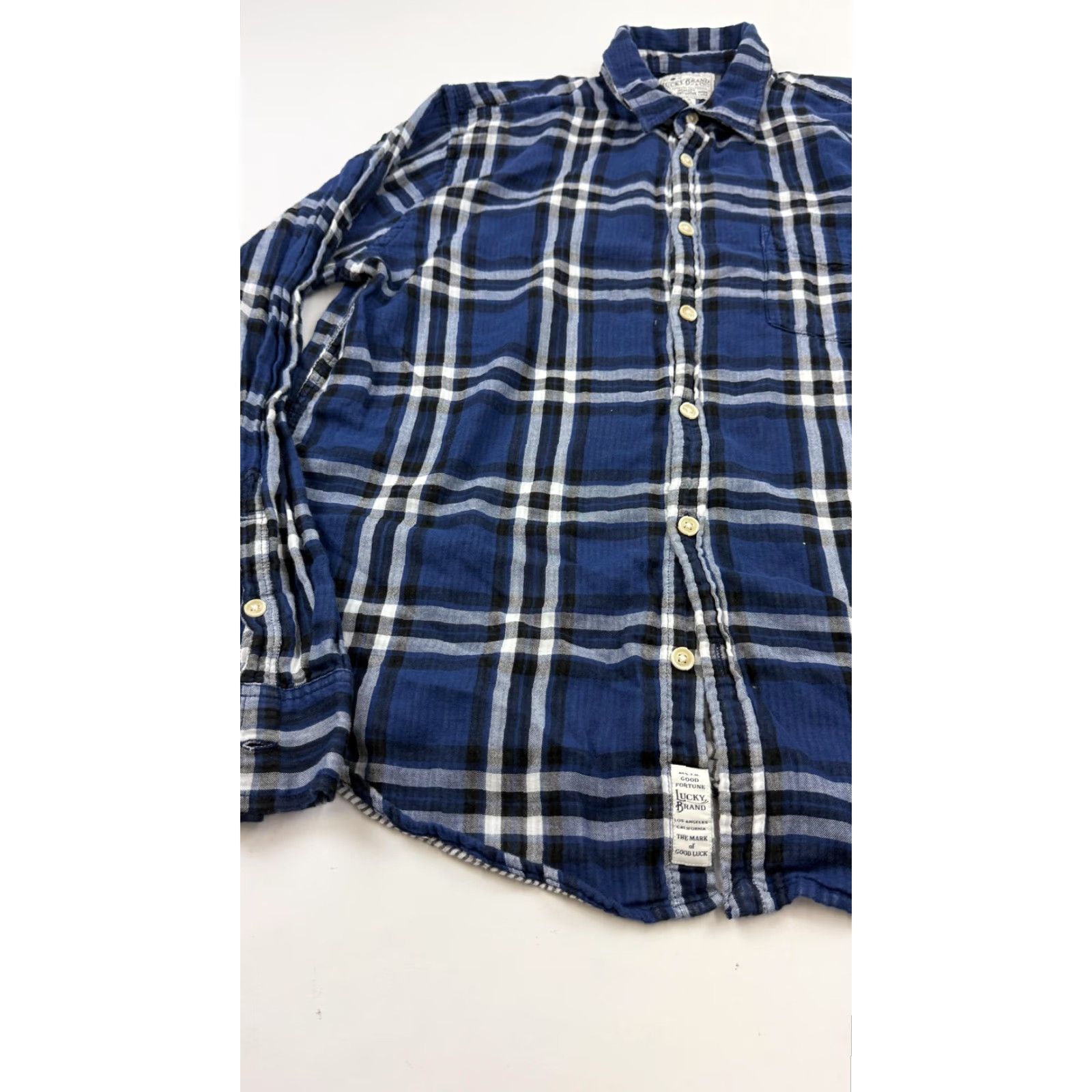 Lucky Brand VINTAGE Lucky Brand Shirt Mens Large Blue Plaid Button-Down Long Sleeve Cotton Casual Size US L / EU 52-54 / 3 - 3 Thumbnail