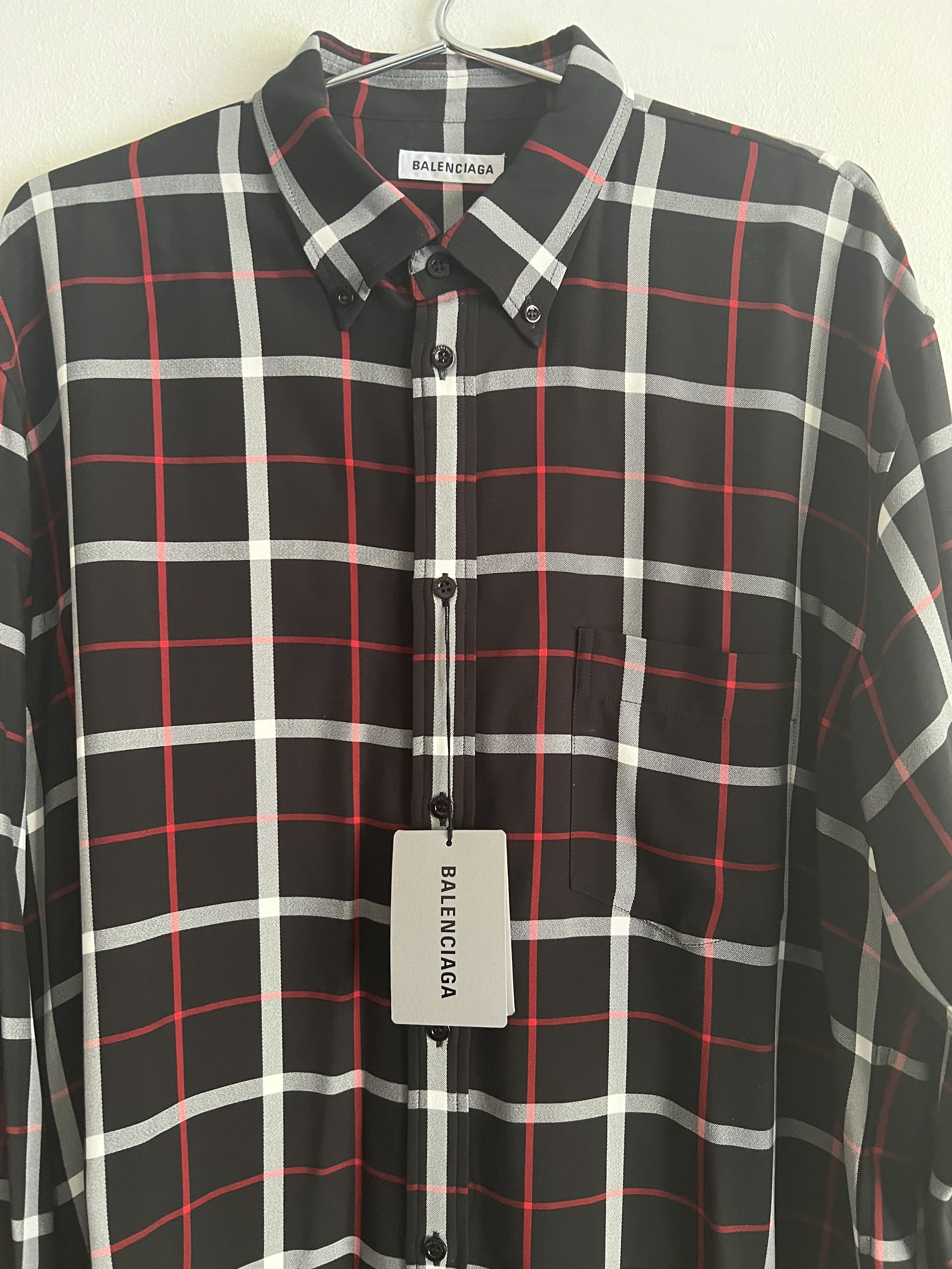 Balenciaga Balenciaga Oversize Logo Print Check Shirt Size US S / EU 44-46 / 1 - 6 Thumbnail
