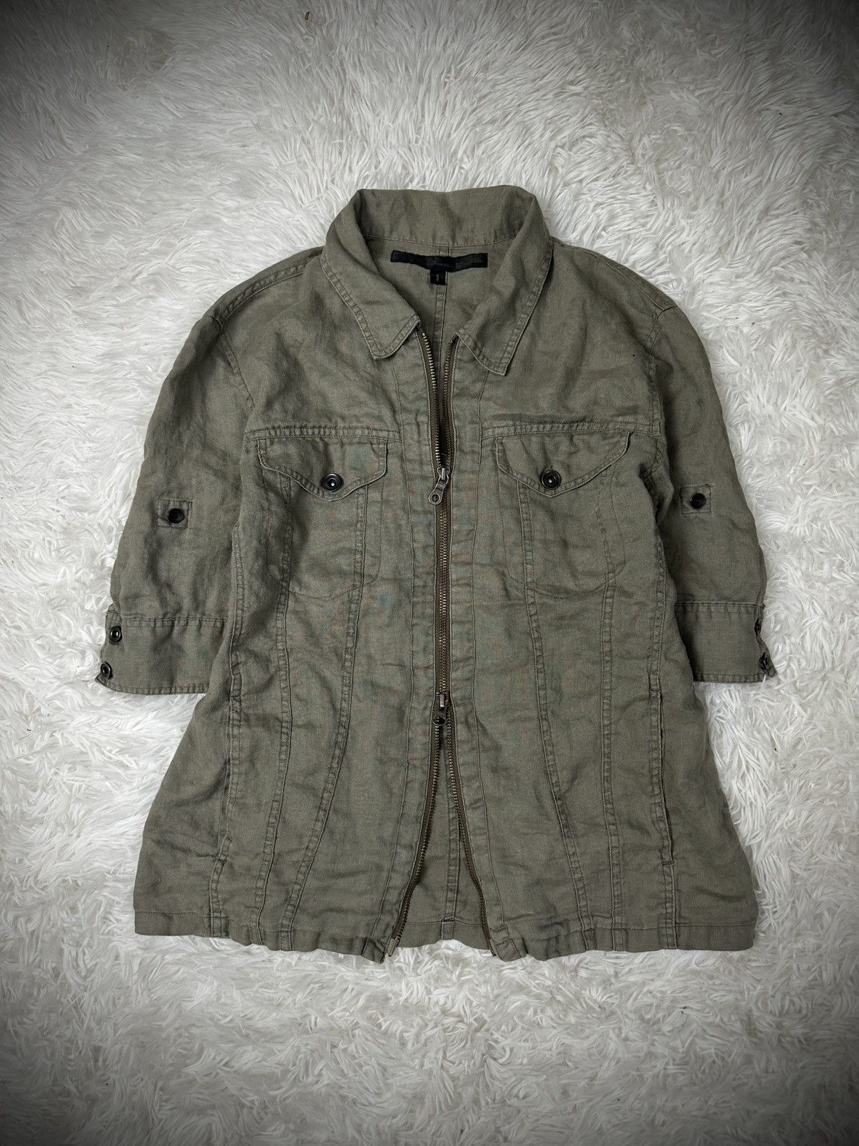 GOA 💥rare💥 japanese brand schlussel linen vkei military zipup Size US L / EU 52-54 / 3 - 1 Thumbnail