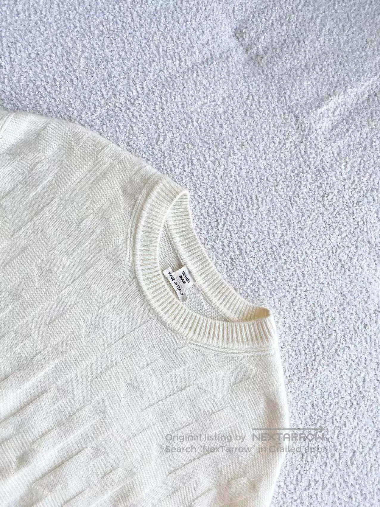 Hermes Hermes Dark pattern letter knit short sleeves| Size 4XL / US 24-26 - 4 Thumbnail