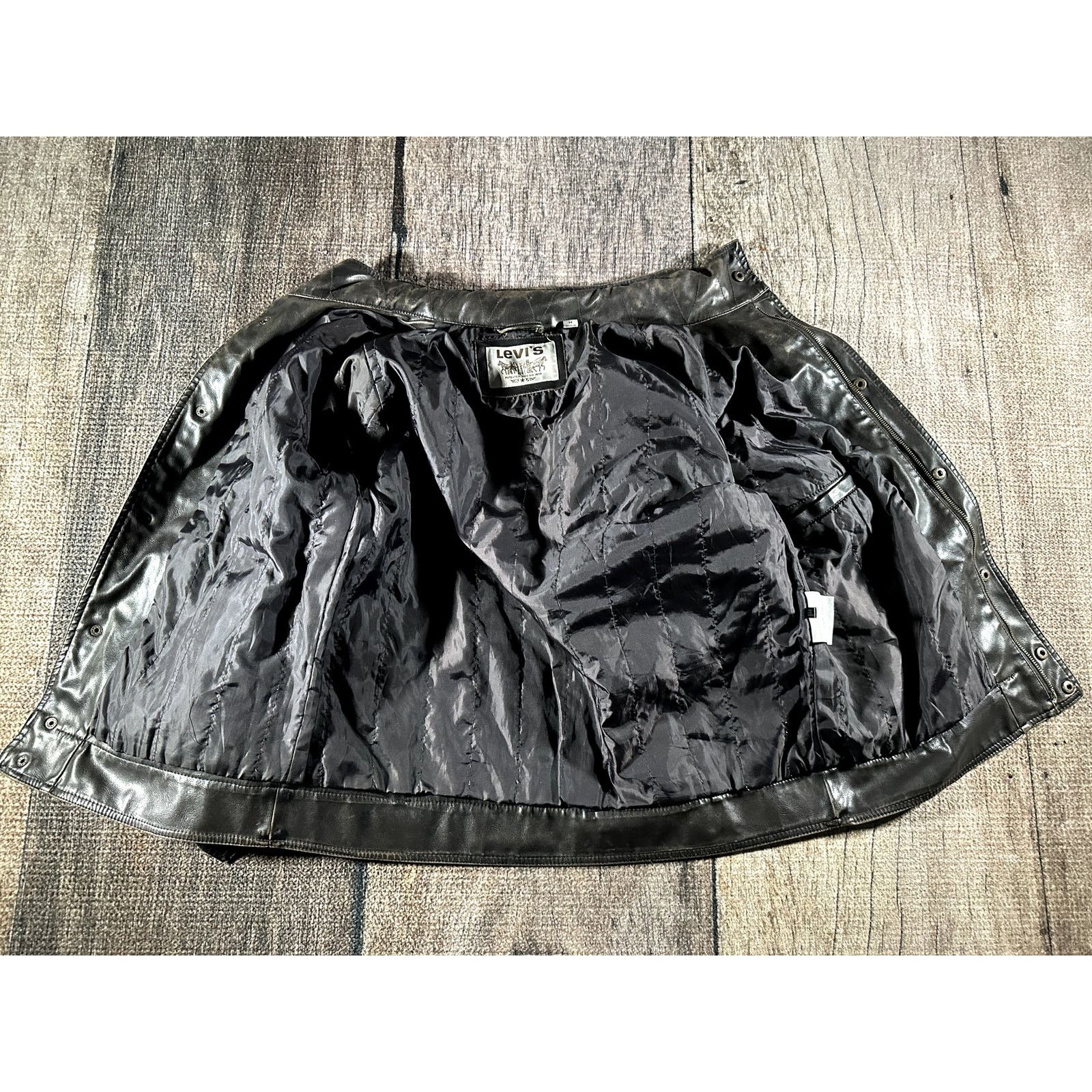 Levi's Levis Jacket Mens Medium Dk Brown Faux Leather Stowaway Hood Size US M / EU 48-50 / 2 - 7 Thumbnail