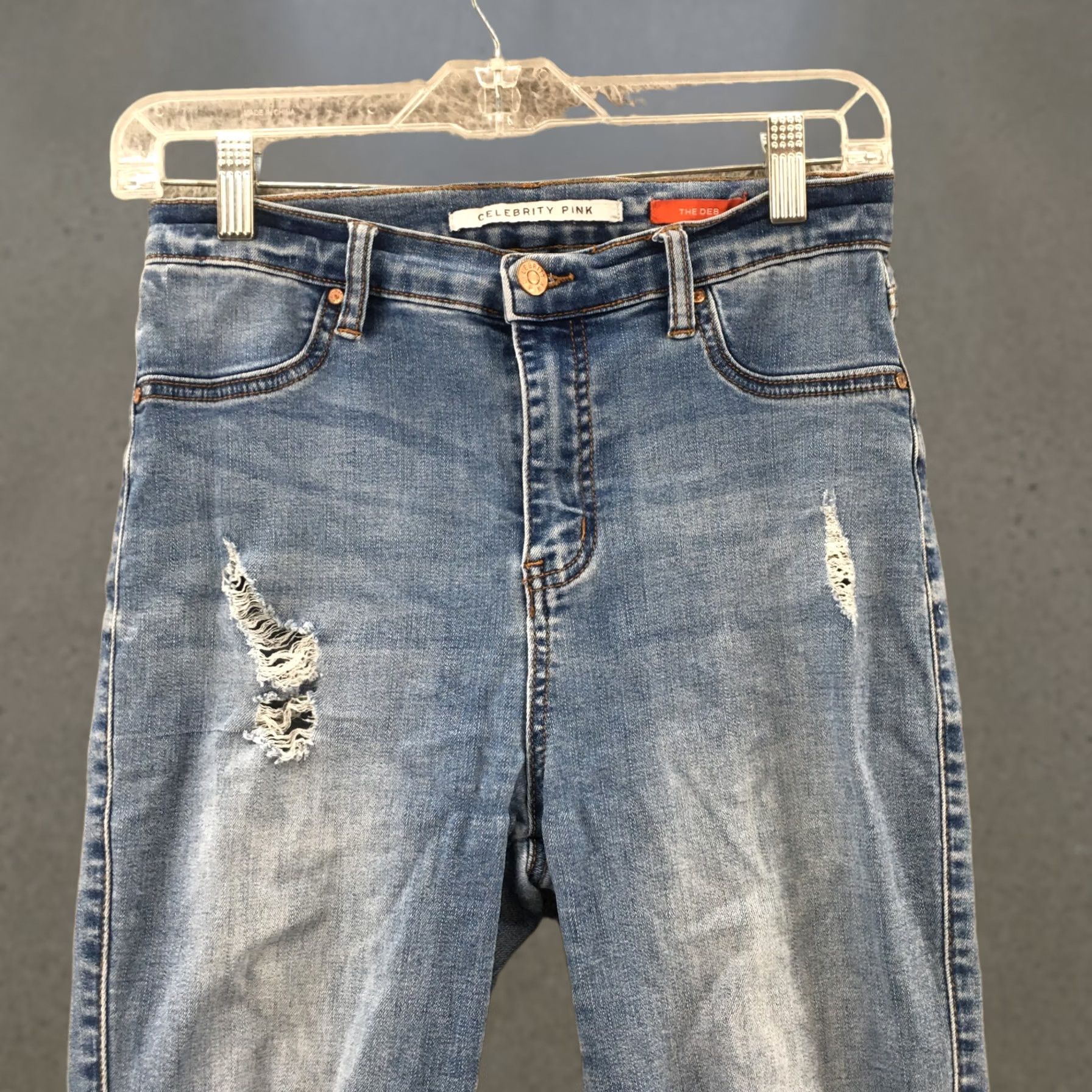 Vintage Celebrity Pink The Deb Jeans Jeans 26x28 Blue Distressed High Rise Zip Womens Skinny Denim Modern 90s Womens Size 26" / US 2 / IT 38 - 1 Thumbnail