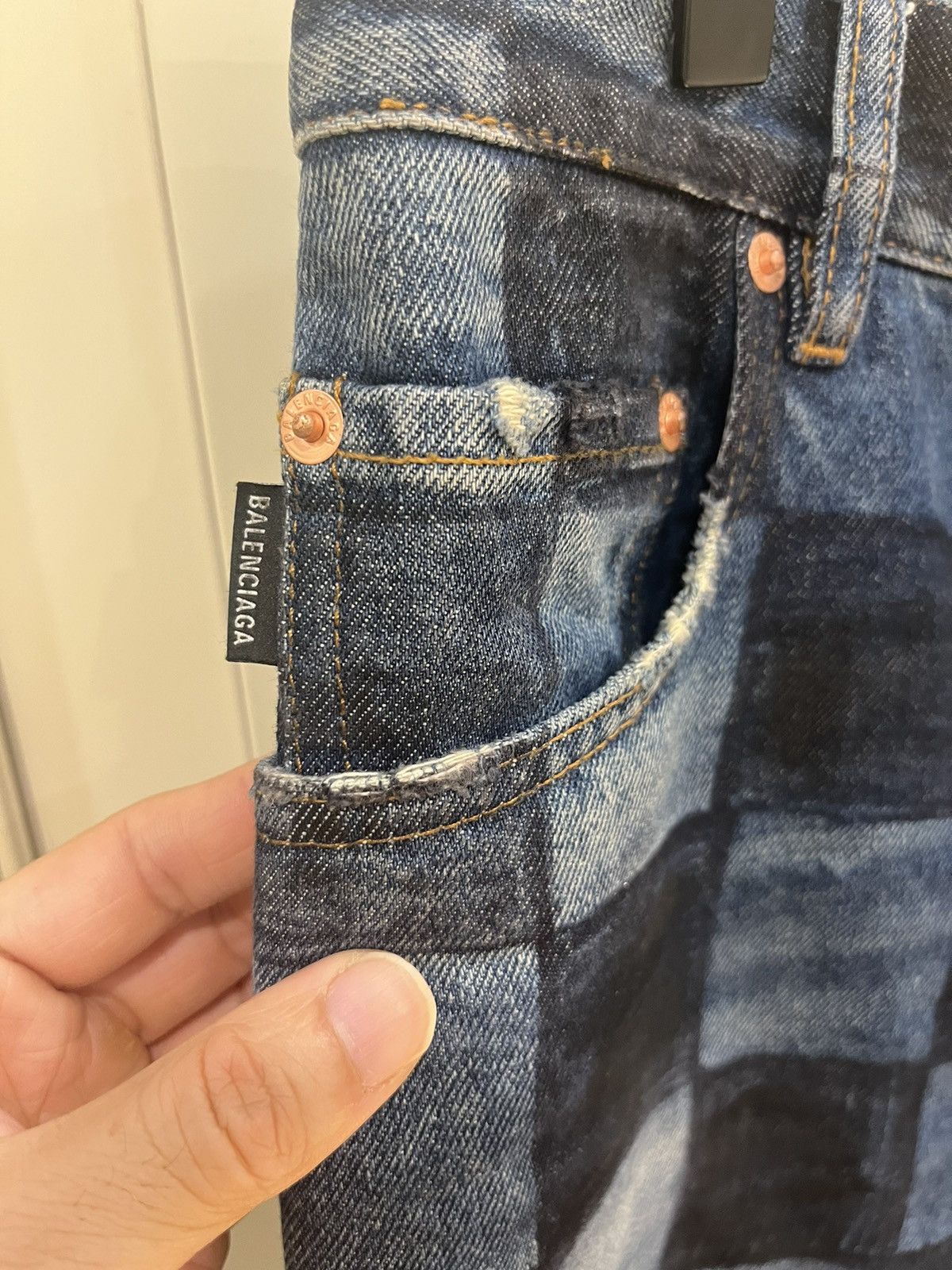 Balenciaga Checkerboard Paris Fit Sharpie Ombre Jeans Size US 30 / EU 46 - 7 Thumbnail