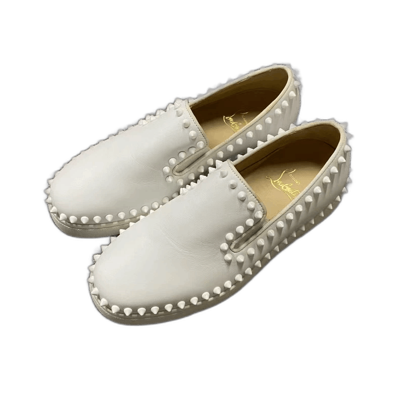 Christian Louboutin Christian Louboutin White Leather Slip-On Shoes Size US 6 / EU 39 - 1 Thumbnail