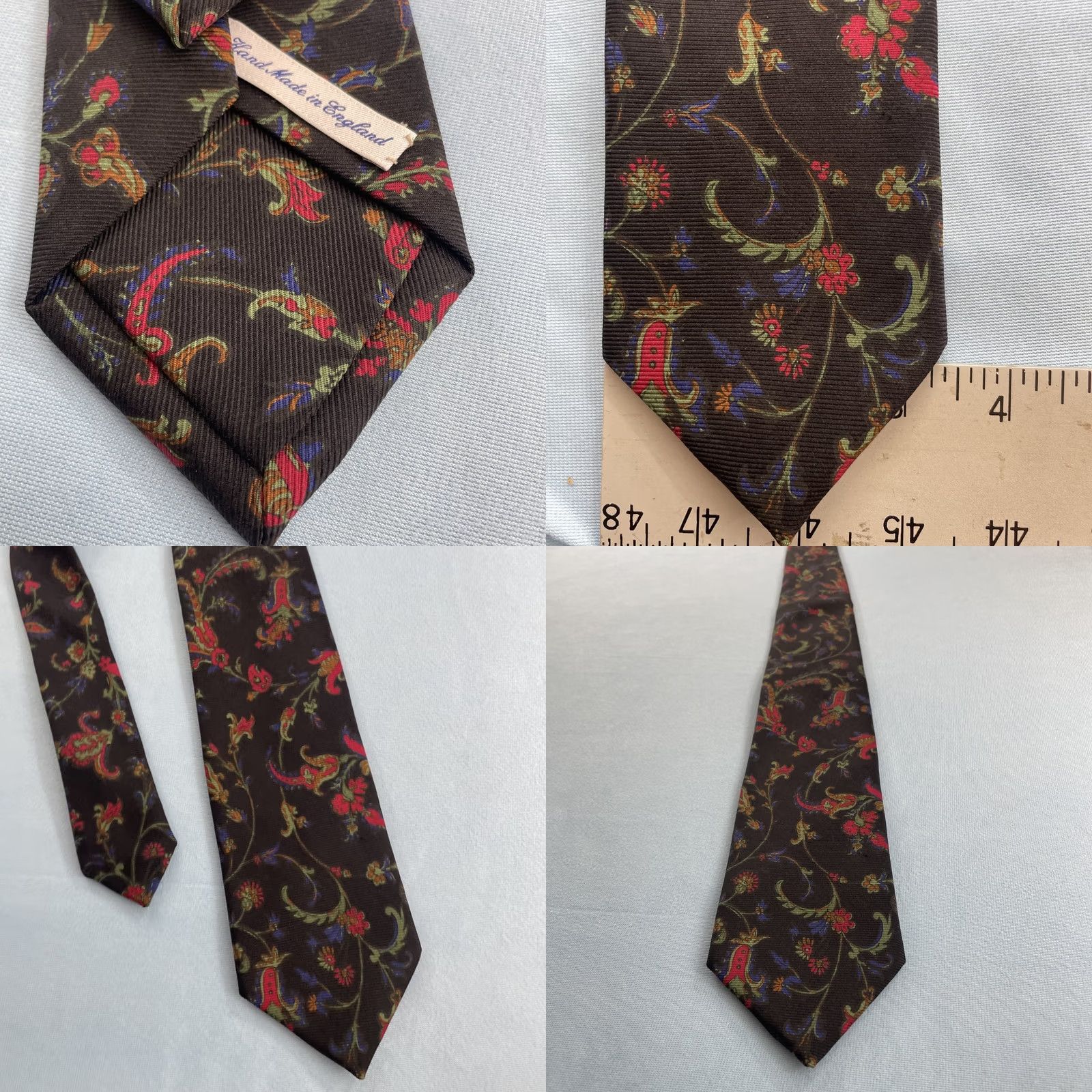 Vintage VINTAGE Drake's for Ben Silver Charleston Silk Tie Black Floral England Necktie 3.5x60" Size ONE SIZE - 11 Thumbnail