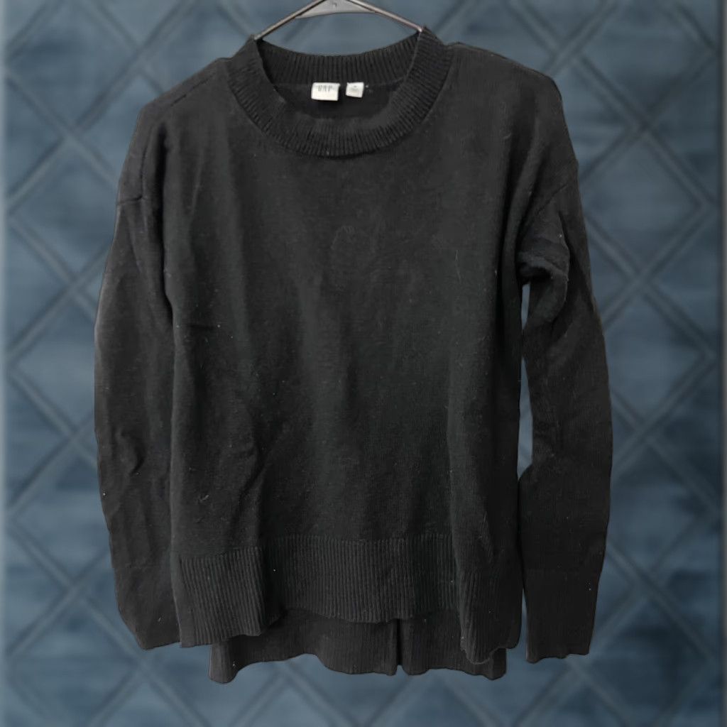 Gap GAP Women's Pullover Sweater Crew Neck Wool Blend Black M Solid Knit Casual Sweater 90s? Size M / US 6-8 / IT 42-44 - 1 Thumbnail