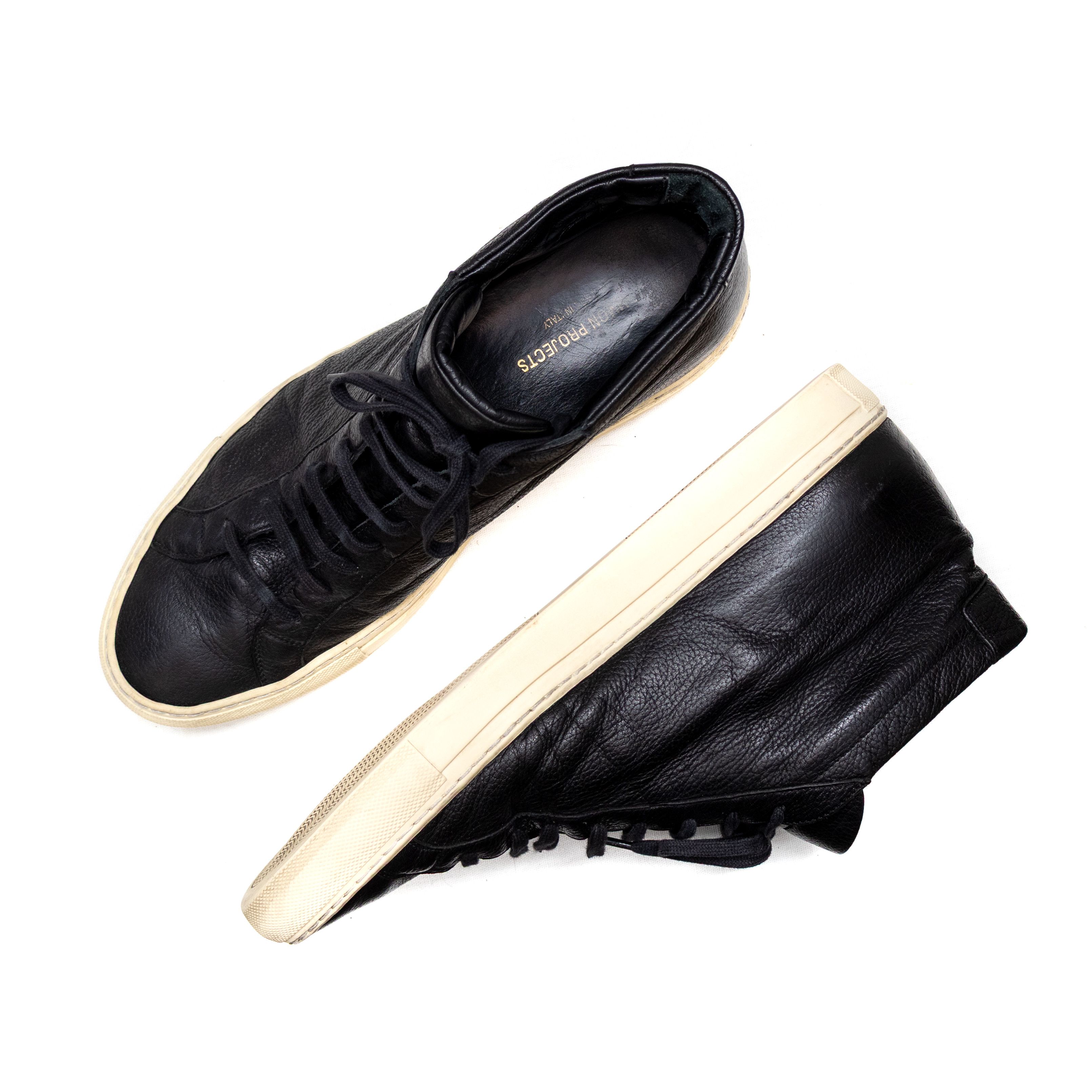 Common Projects Common Projects Black Leather Achilles Mid Top Sneakers 43 Size US 10 / EU 43 - 8 Thumbnail