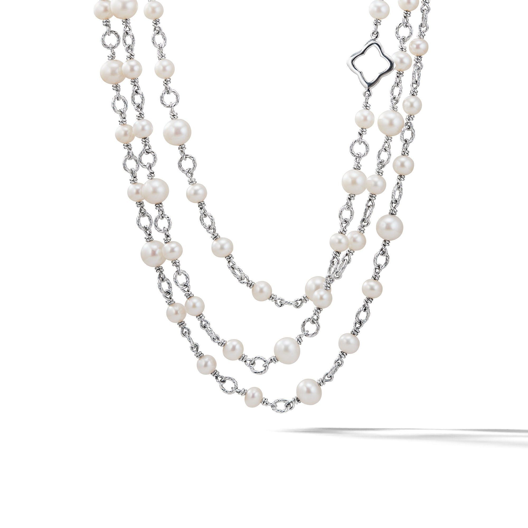 David Yurman o1w1db10325 Cable Link Pearl Necklace in Sterling Silver Size ONE SIZE - 1 Thumbnail