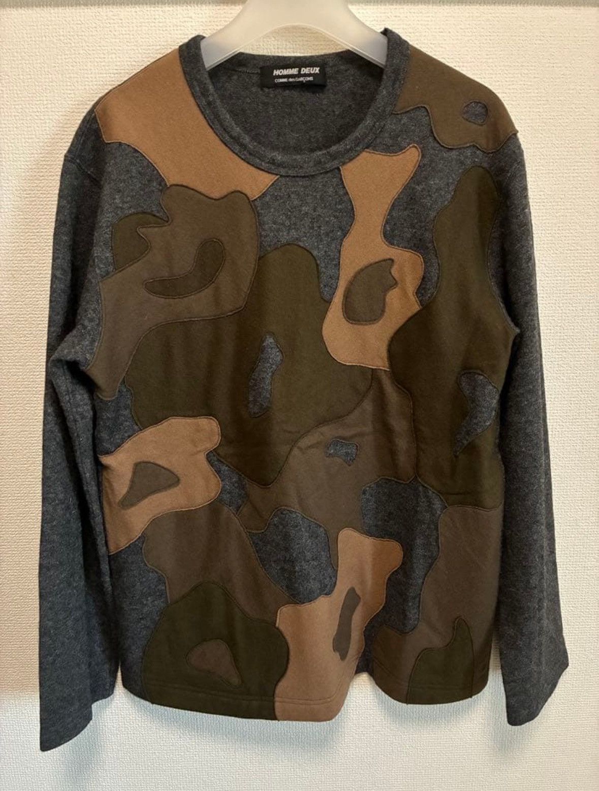 Comme des Garcons Homme Deux COMME des GARÇONS HOMME DEUX Camo Patchwork Knit LS Size US L / EU 52-54 / 3 - 1 Thumbnail