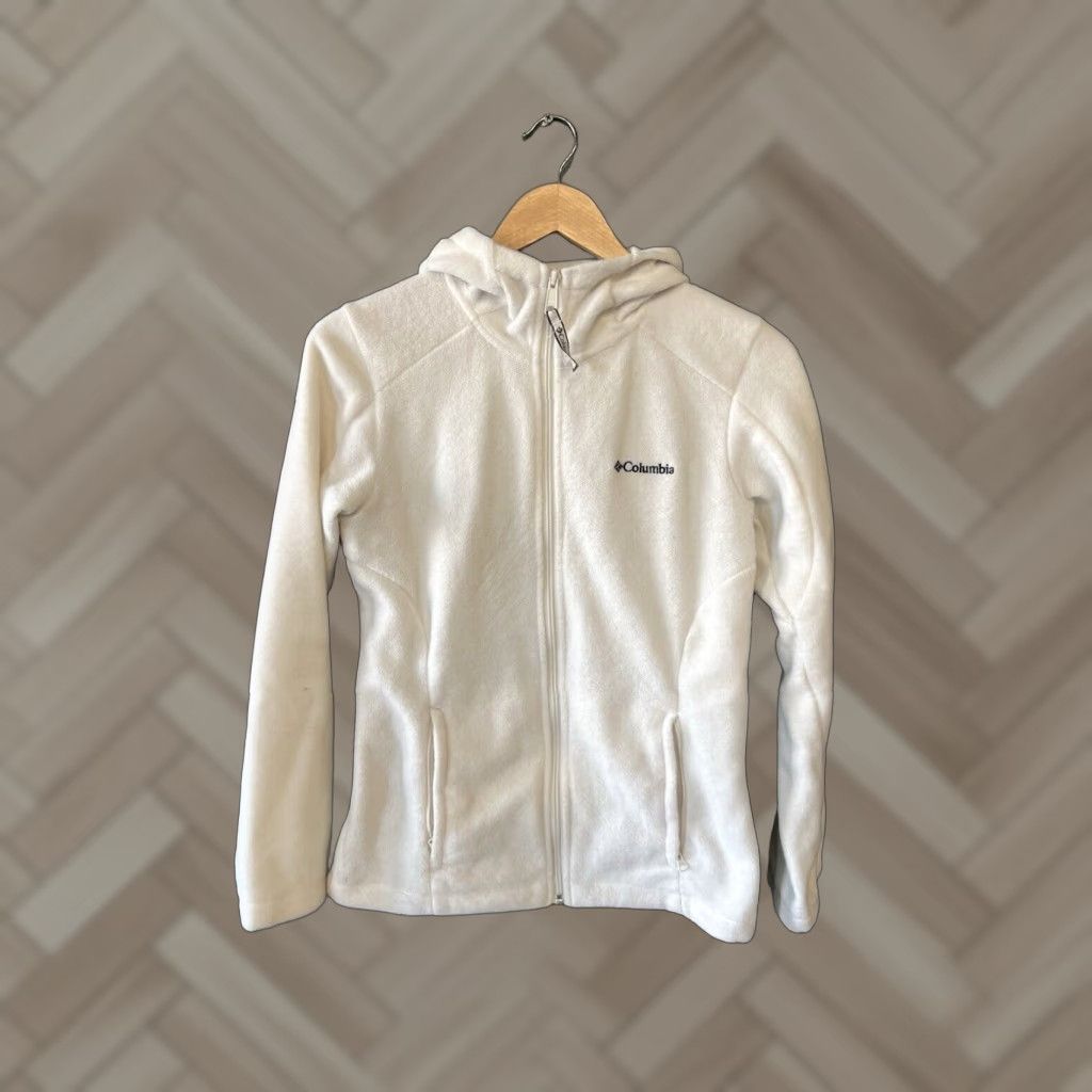Vintage Columbia Womens Hoodie Full Zip Sweatshirt Beige Size S Regular Lined Fleece Logo Mock Neck Activewear Runtime: Outdoor Womens Size S / US 4 / IT 40 - 1 Thumbnail