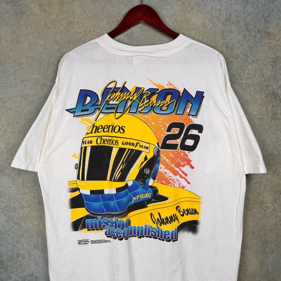 NASCAR × Vintage VTG 90s Nascar Big Print T Shirt Sz XL White Cheerios #26 Size US XL / EU 56 / 4 - 6 Thumbnail