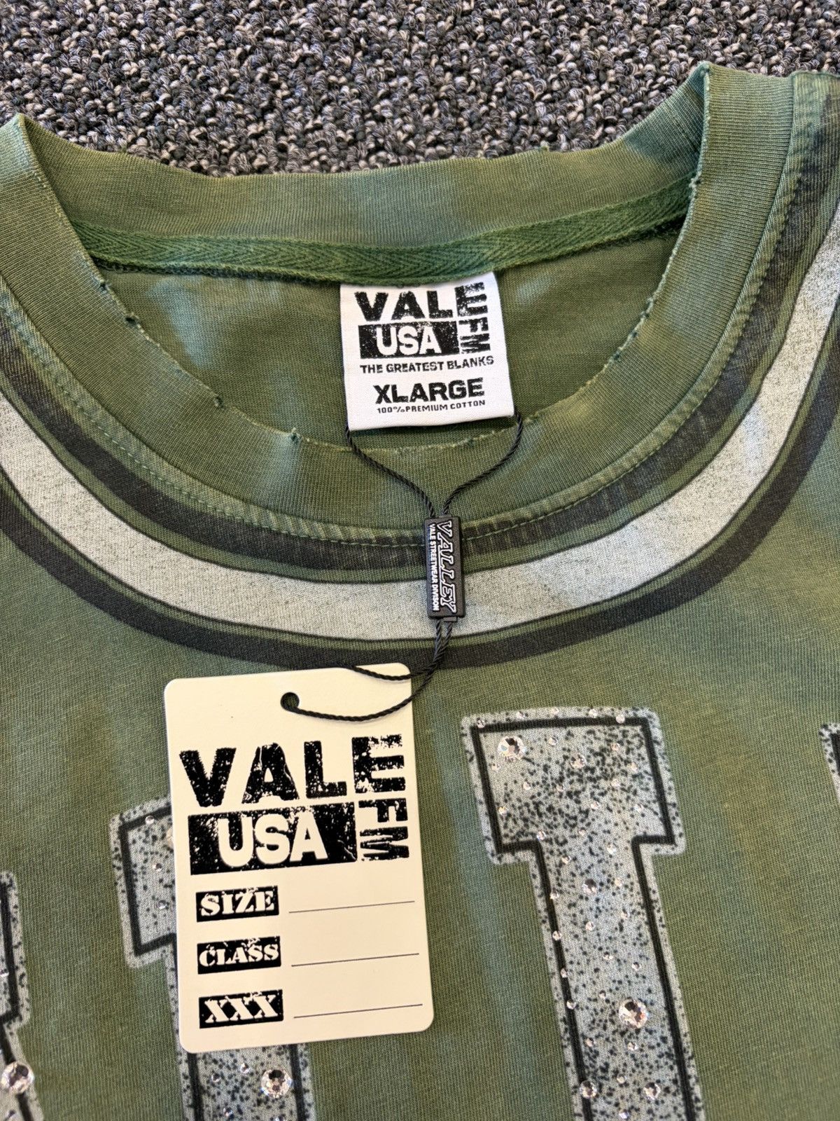 Vale Vale Football Rhinestone Tee Green Size US XL / EU 56 / 4 - 2 Thumbnail