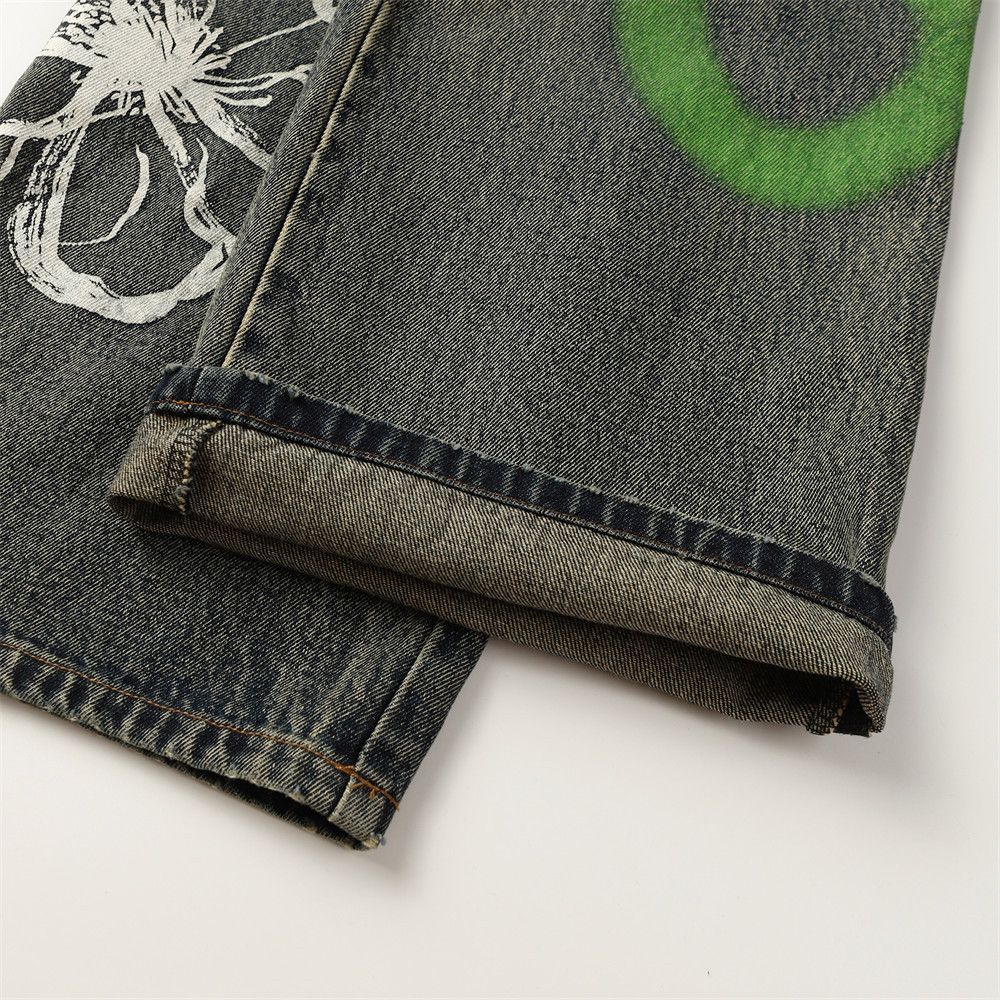 Japanese Brand × Vintage High street loose straight washed graffiti print jeans y2k Size US 32 / EU 48 - 5 Thumbnail