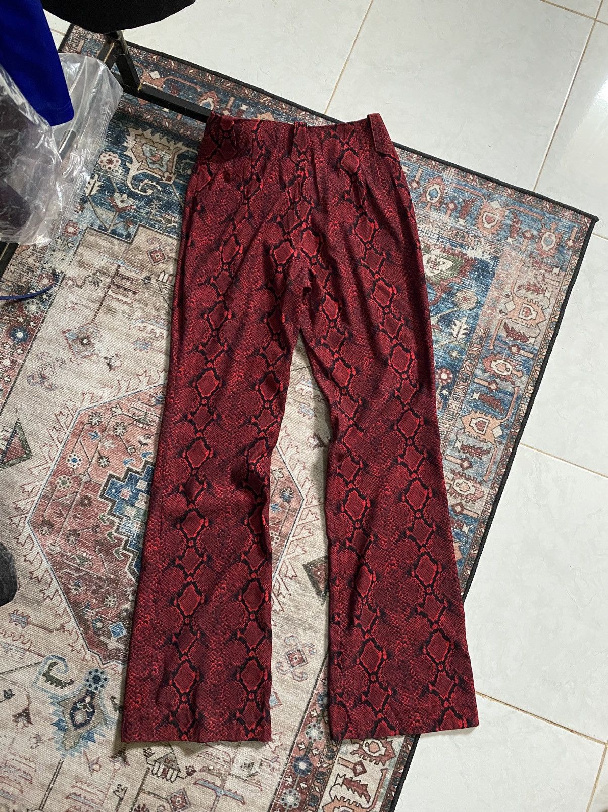 If Six Was Nine Red Phyton Bootcut Pants Size 28" / US 6 / IT 42 - 2 Thumbnail