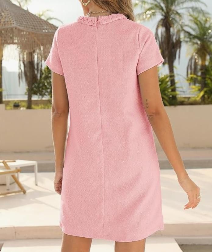 NBDN Nobrandedon Women's Tweed Dress Short Sleeve Crew Neck A-line SIZE LARGE Size L / US 10 / IT 46 - 4 Thumbnail