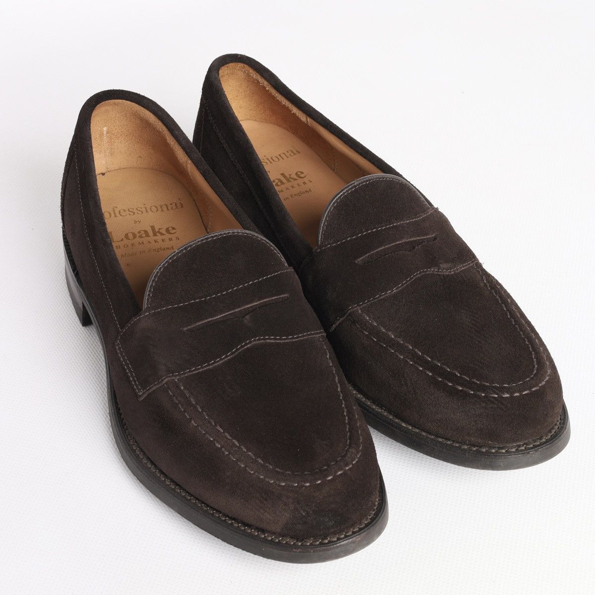 Loake Suede Penny Loafers Brown 8.5 uk Eton Shoes display picture 1