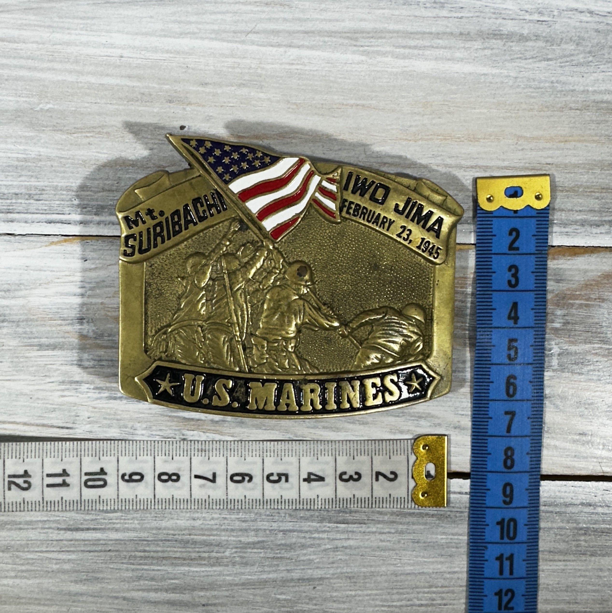 Vintage Vintage U.S. Marines 1982 Brass Belt Buckle IWO JIMA 1945 Size ONE SIZE - 7 Thumbnail