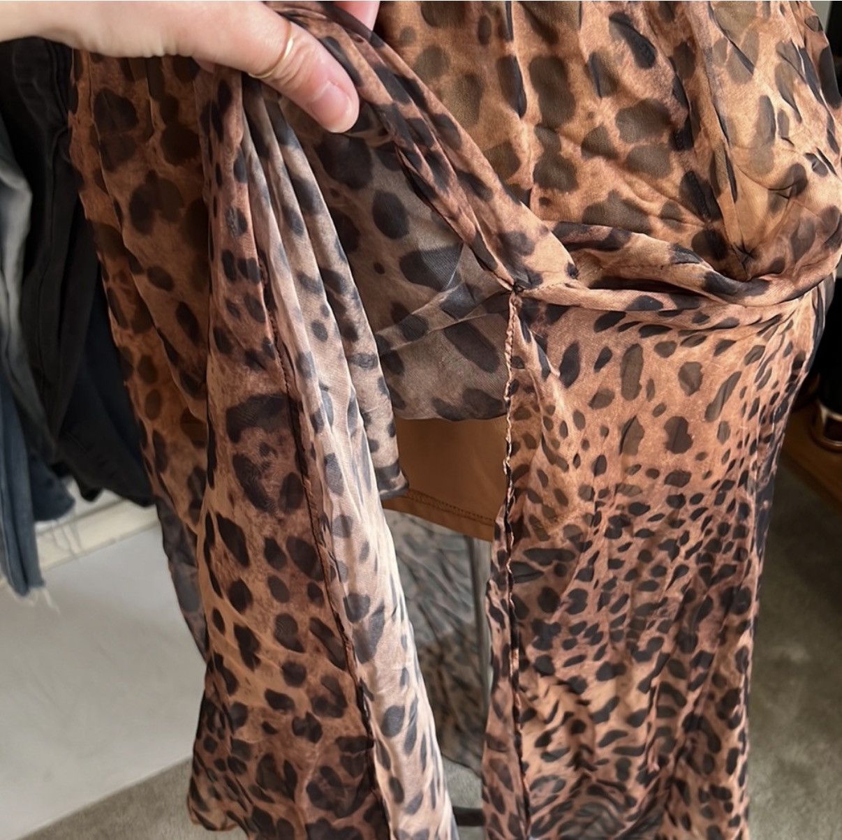 BLVD BLVD Sheer Leopard Print Maxi Skirt With High Slit Size L Size 34" / US 12 / IT 48 - 4 Thumbnail