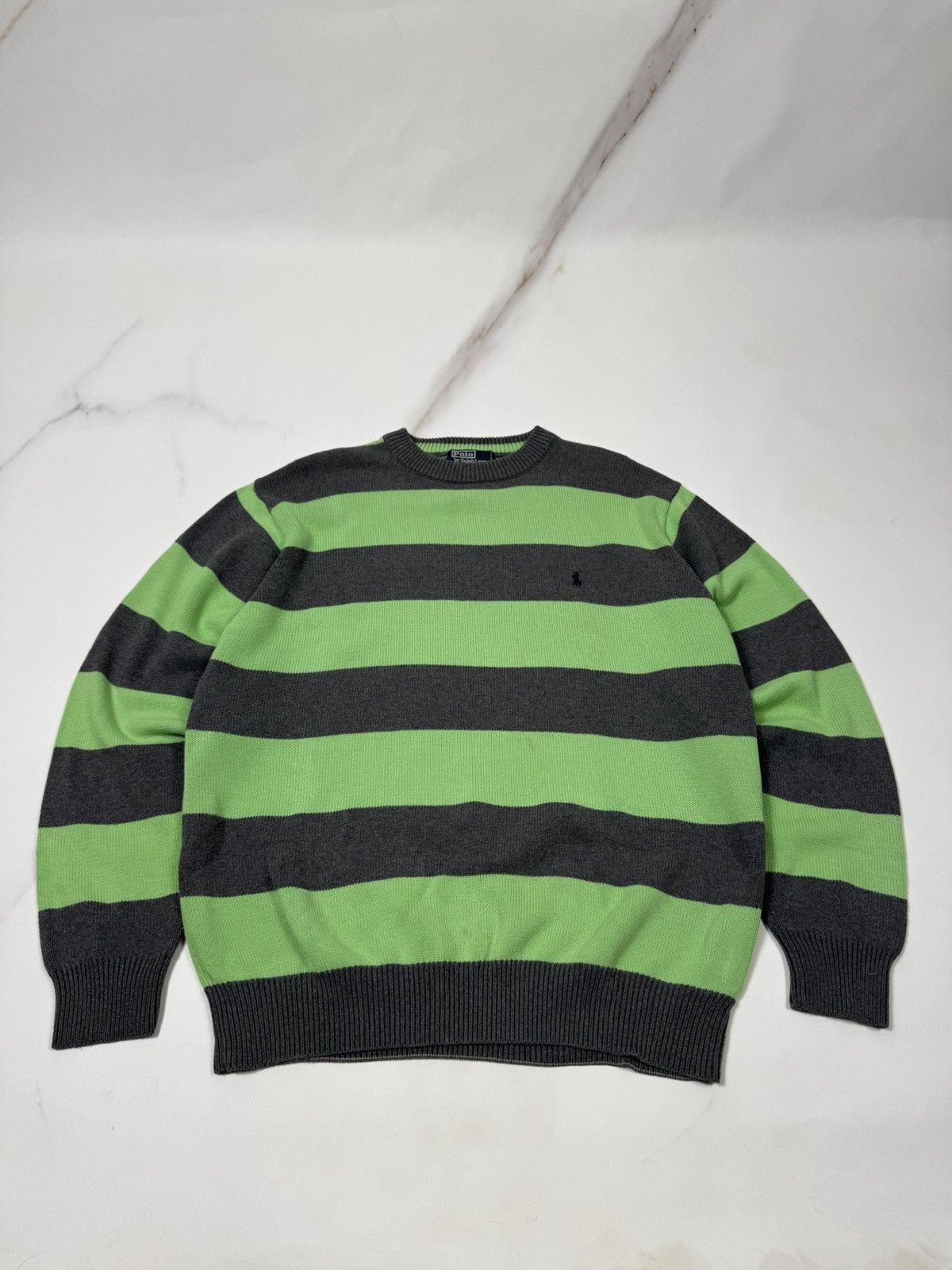 Polo Ralph Lauren Vintage Polo Ralph Lauren Striped Knit Crewneck Sweater Size US XL / EU 56 / 4 - 2 Thumbnail