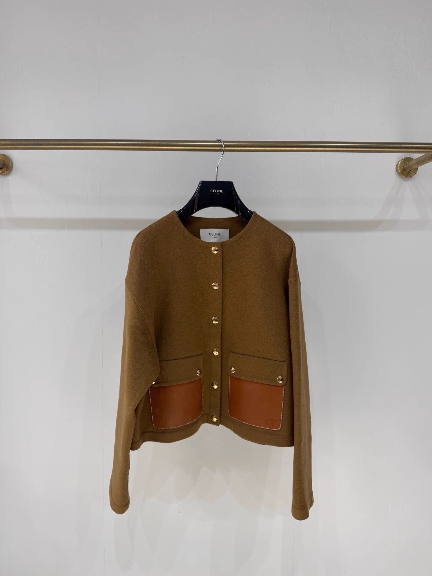Celine Celine Camel Cashmere Coat Gold Buckle Leather Pockets Size XS / US 0-2 / IT 36-38 - 1 Thumbnail