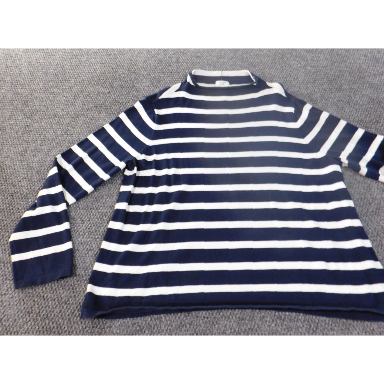 Vintage Crown & Ivy Sweater XL blue pullover Womens striped stretch cotton turtleneck Size XL / US 12-14 / IT 48-50 - 3 Thumbnail