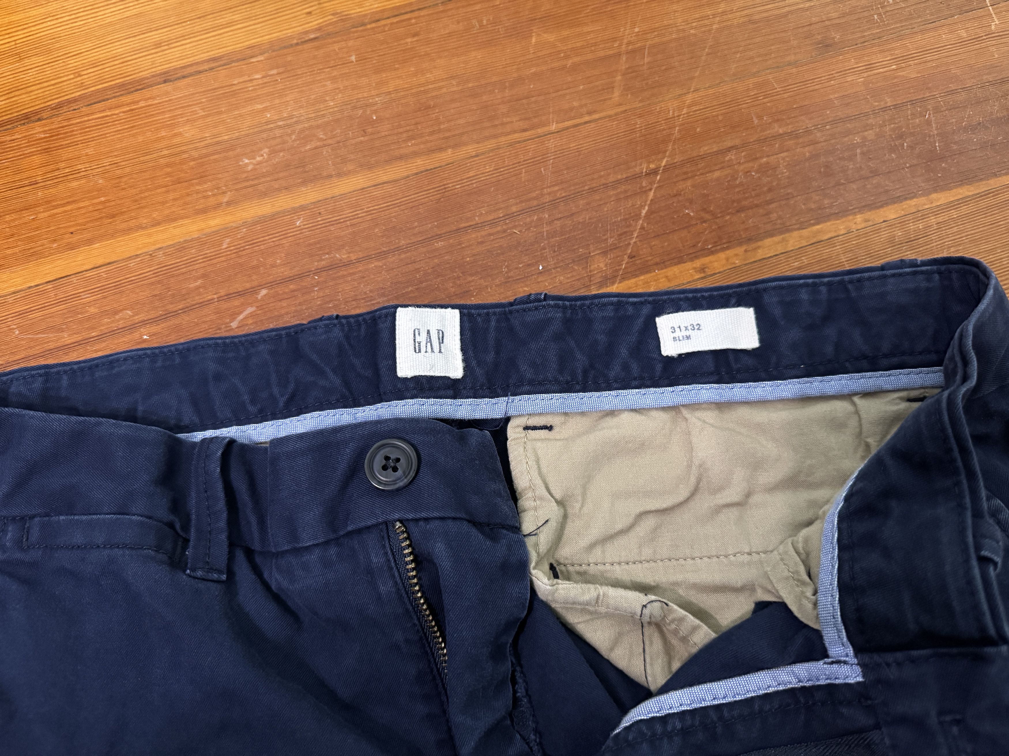Gap 31x32 GAP Men's Slim Fit Chinos Navy Blue Khaki Dress Pants Size US 32 / EU 48 - 3 Thumbnail